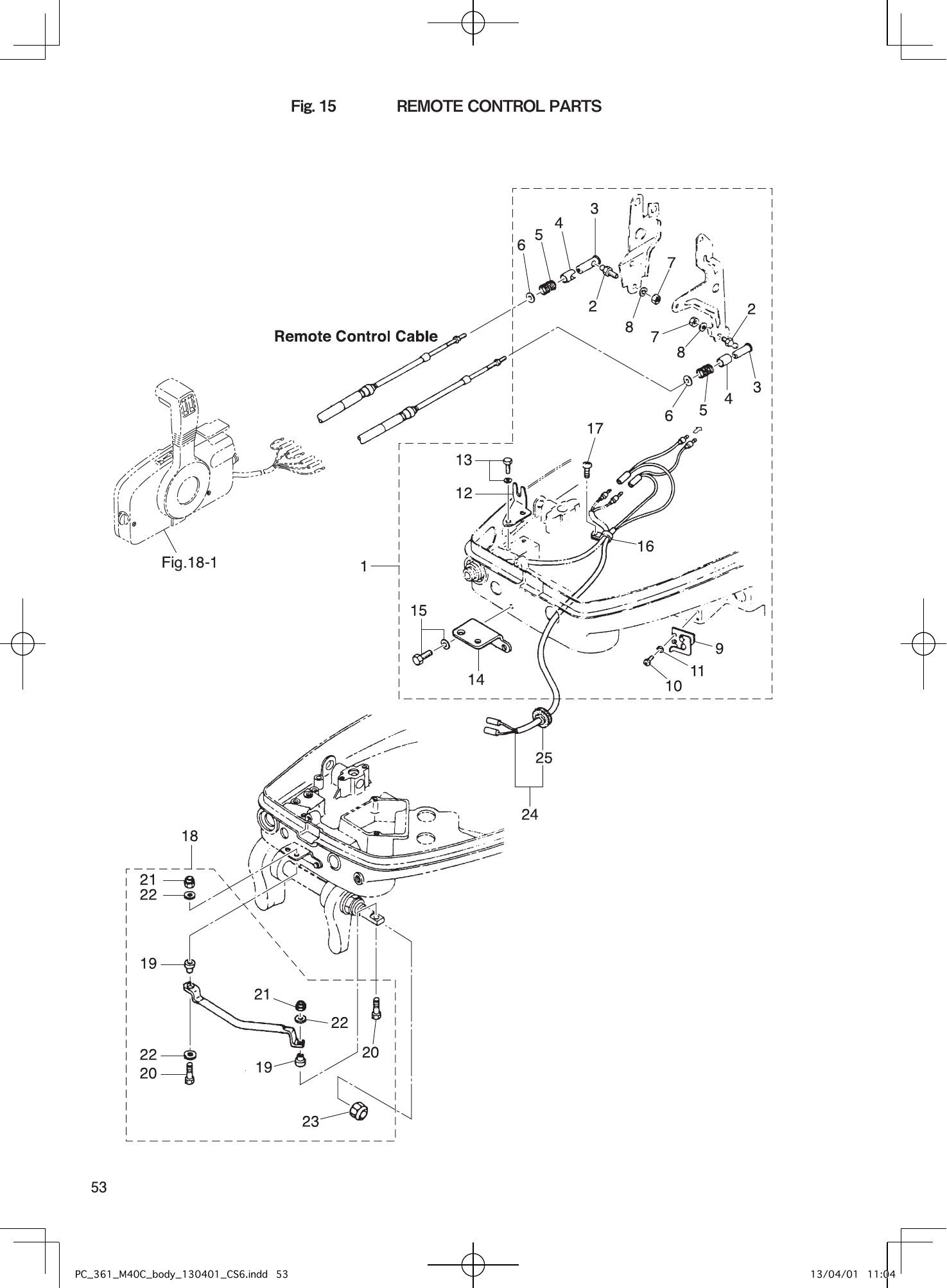 Tohatsu M40C REMOTE CONTROL PARTS parts diagram