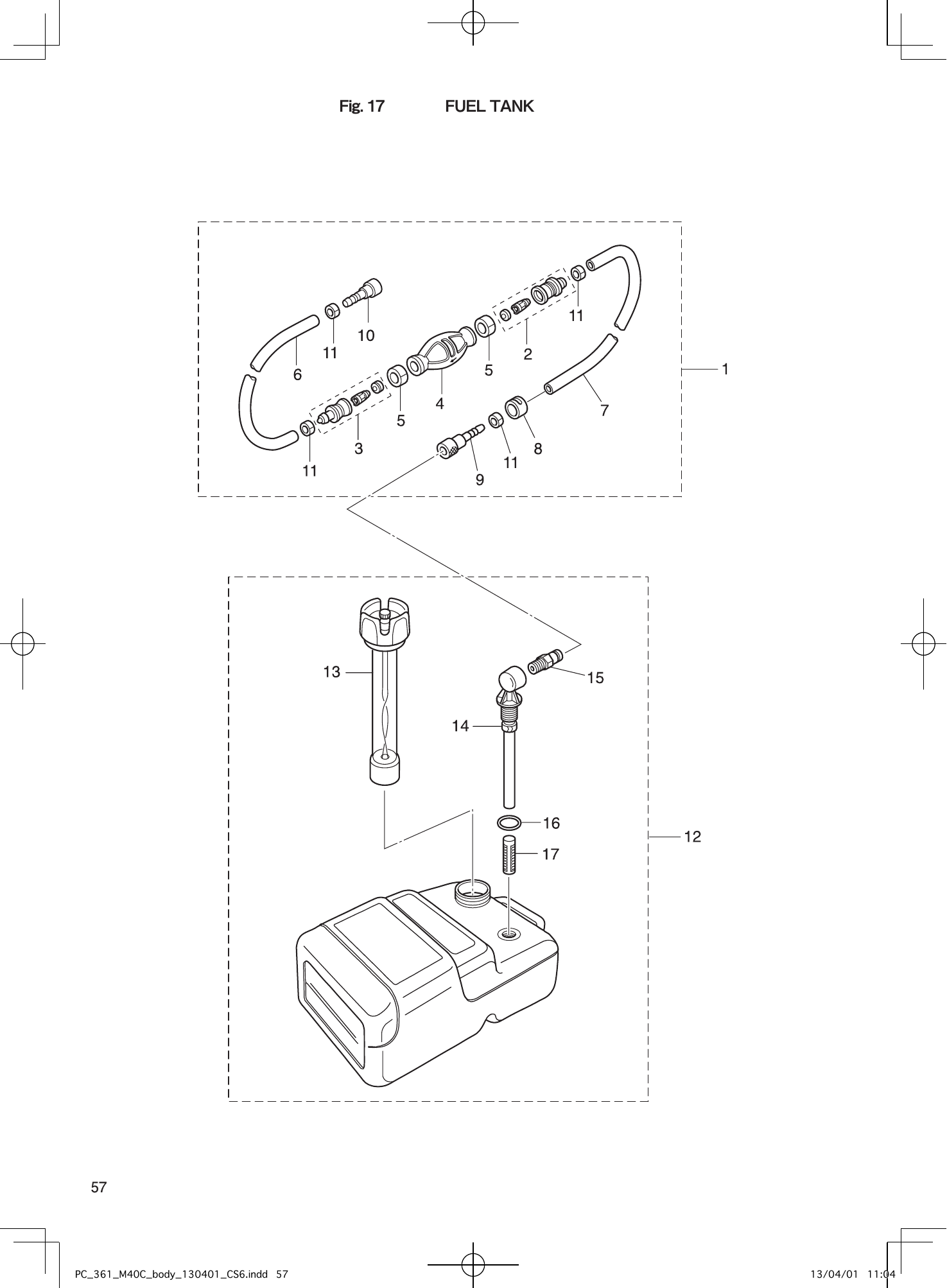 Tohatsu M40C FUEL TANK parts diagram