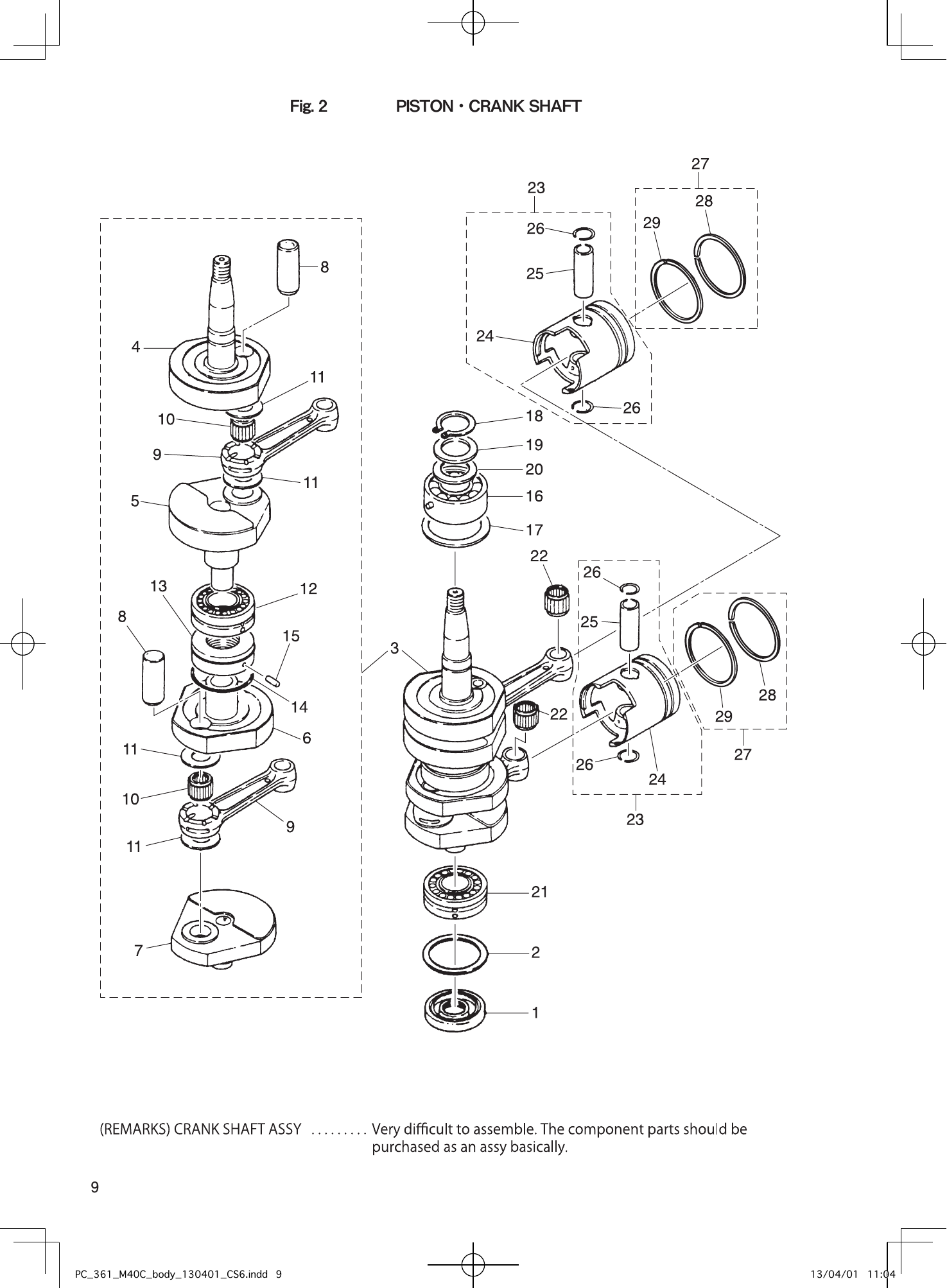Tohatsu M40C PISTON・CRANK SHAFT parts diagram