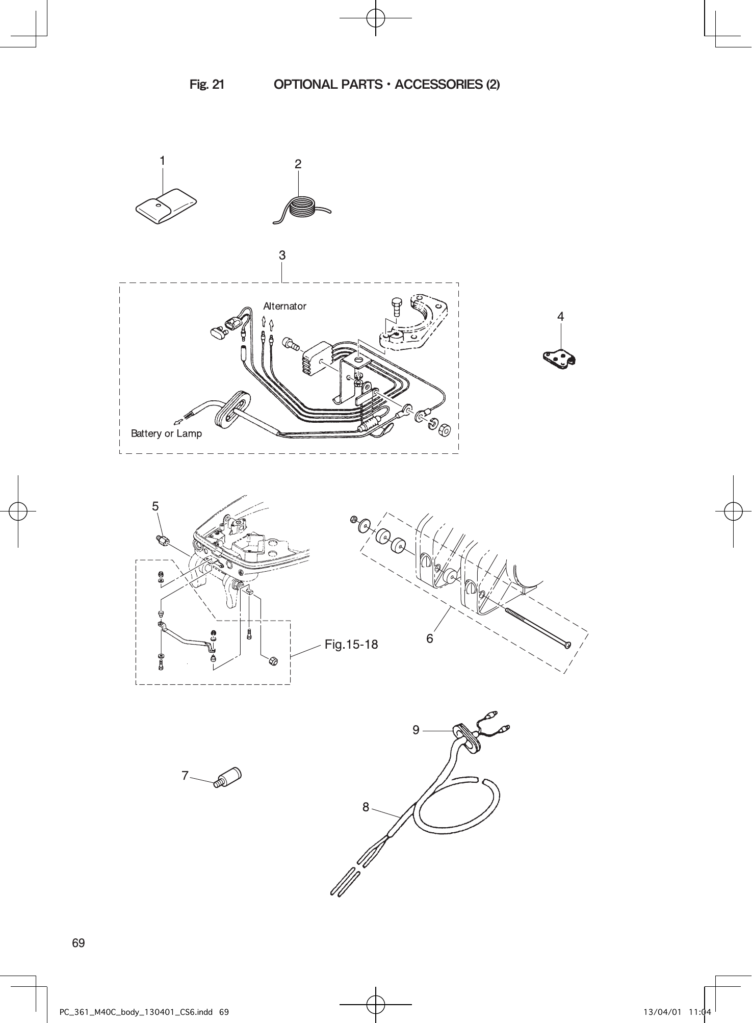 Tohatsu M40C OPTIONAL PARTS・ACCESSORIES (2) parts diagram
