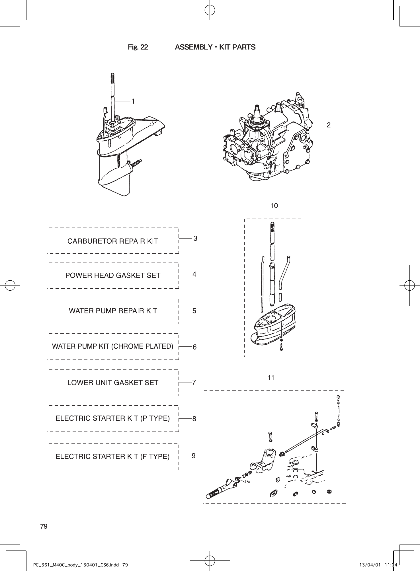 Tohatsu M40C ASSEMBLY・KIT PARTS parts diagram