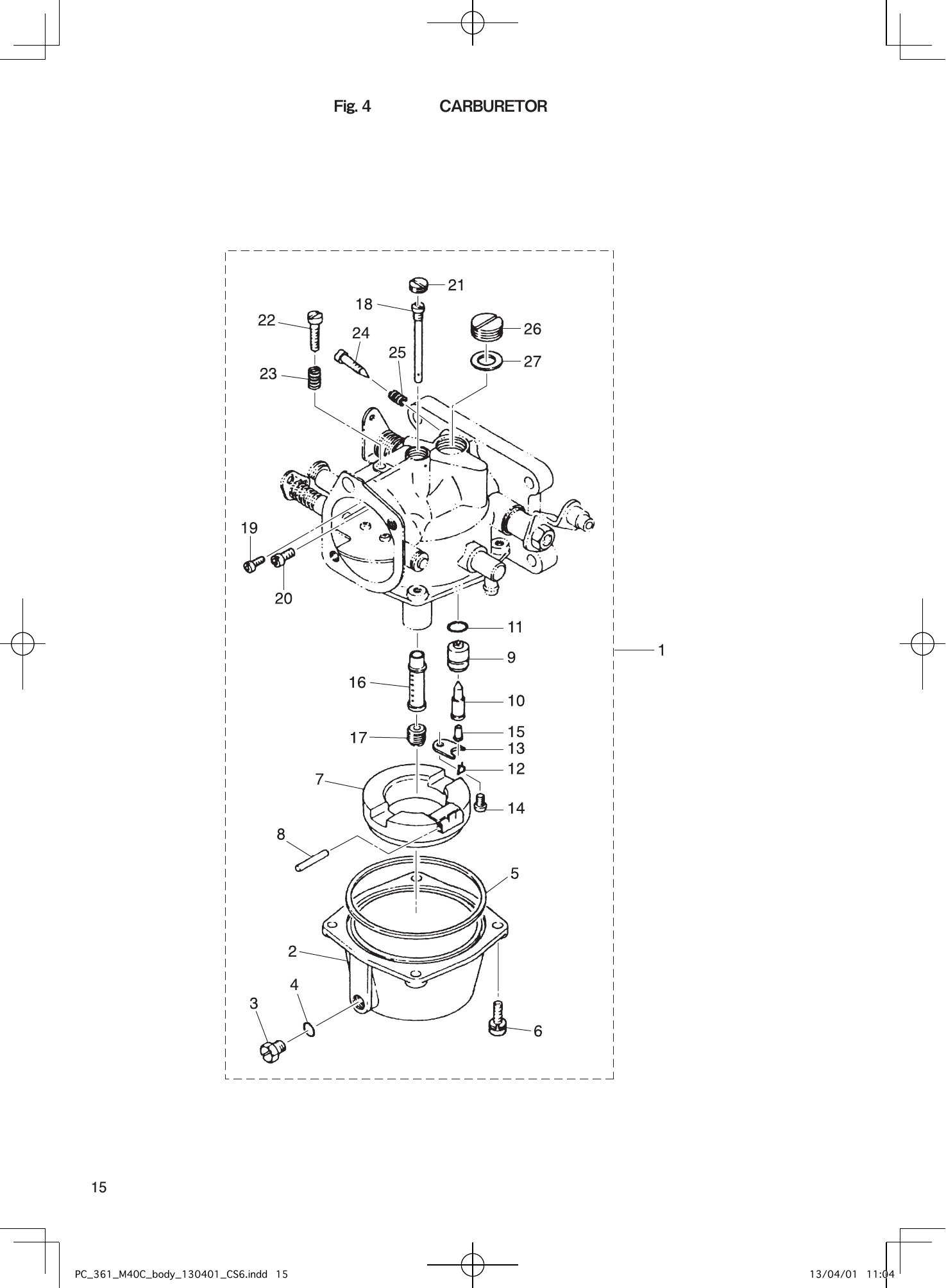 Tohatsu M40C CARBURETOR parts diagram