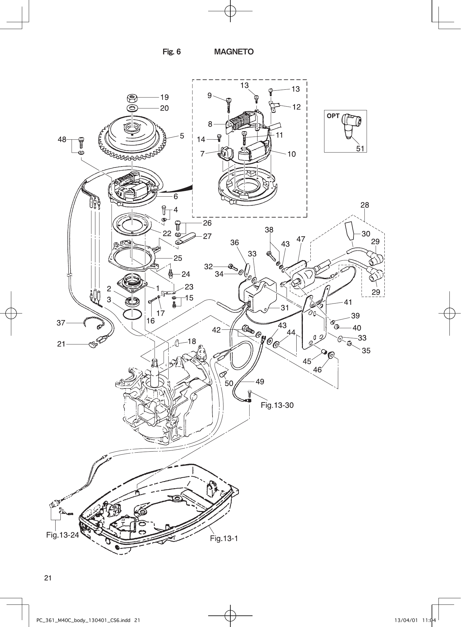 Tohatsu M40C MAGNETO parts diagram
