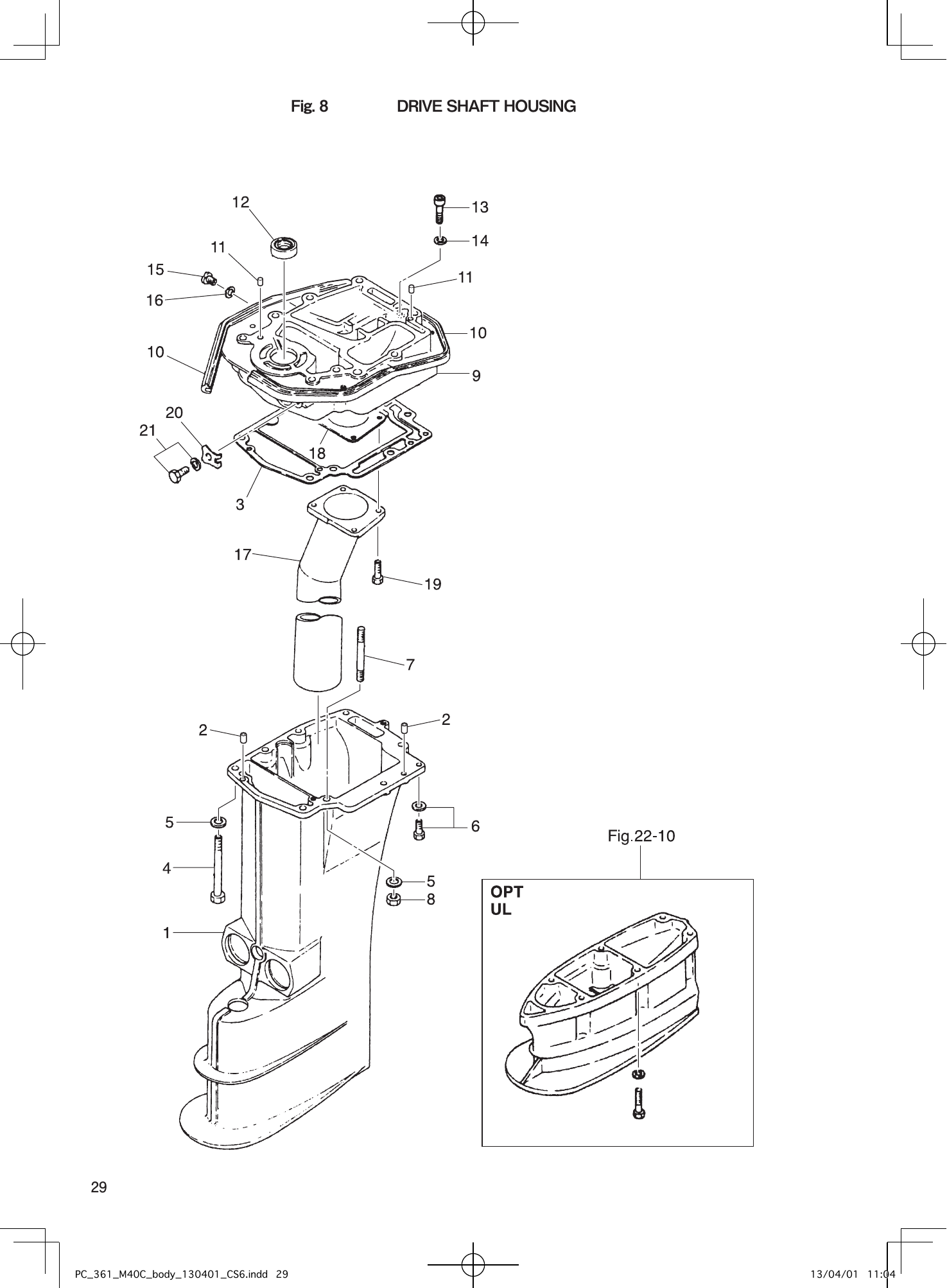 Tohatsu M40C DRIVE SHAFT HOUSING parts diagram