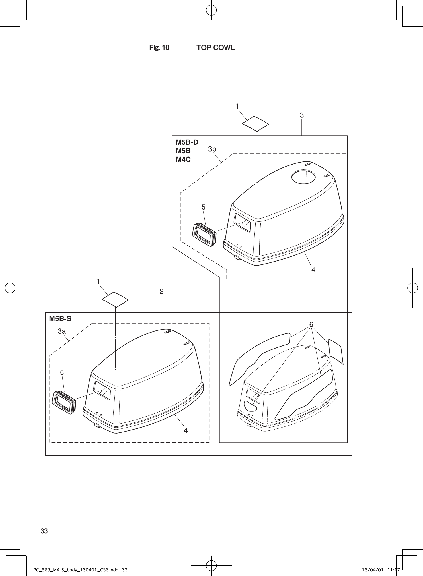 Tohatsu M4C, M2.5A2, M3.5B2, M3.5A2, M5B TOP COWL parts diagram