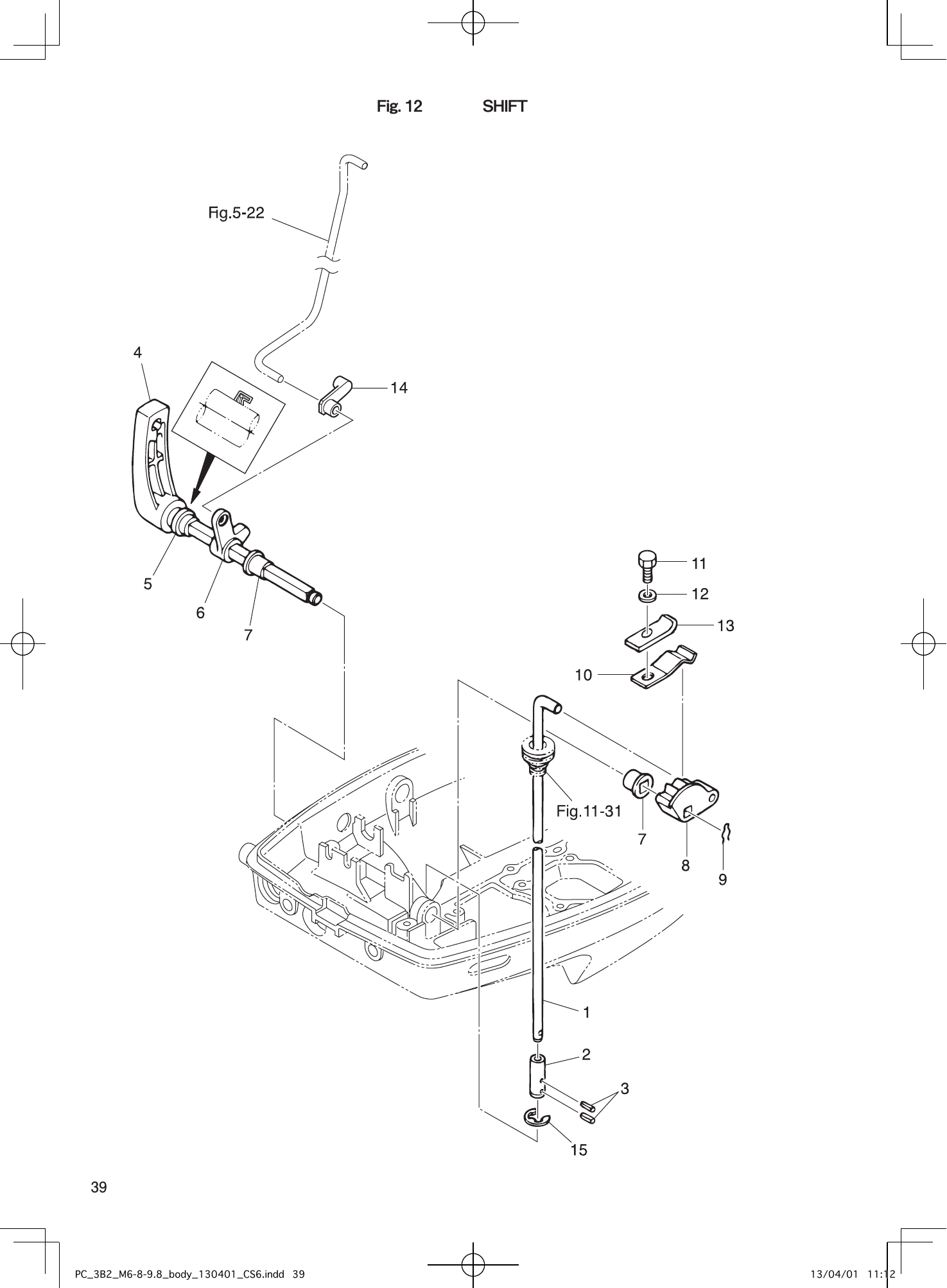 Tohatsu M6B, M8B, M9.8B SHIFT parts diagram