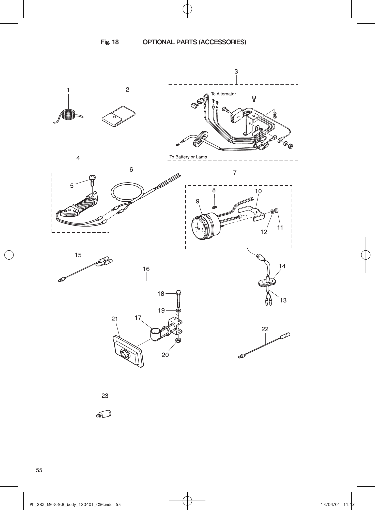 Tohatsu M6B, M8B, M9.8B OPTIONAL PARTS (ACCESSORIES) parts diagram