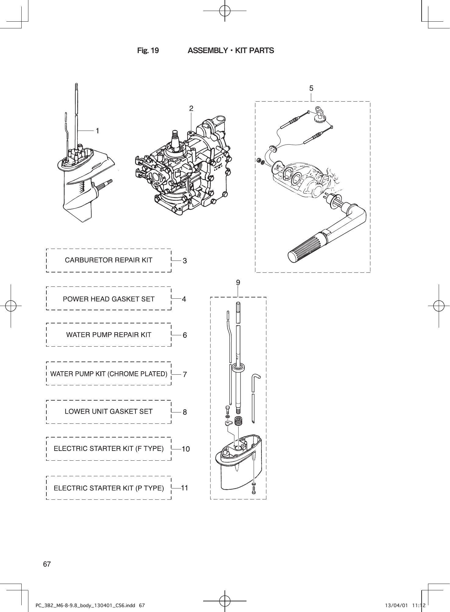 Tohatsu M6B, M8B, M9.8B ASSEMBLY・KIT PARTS parts diagram