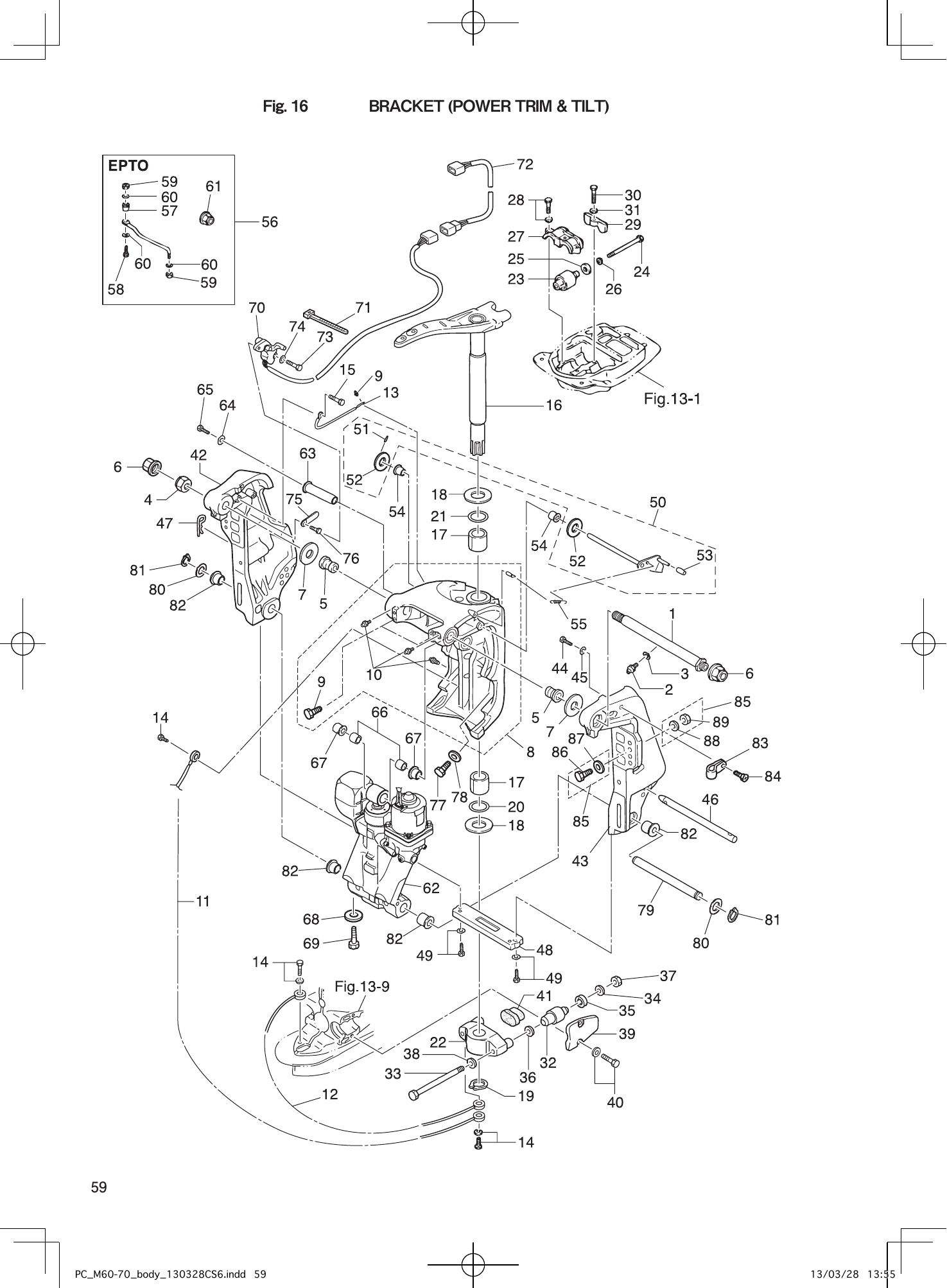 Tohatsu M60C, M70C BRACKET (POWER TRIM & TILT) parts diagram