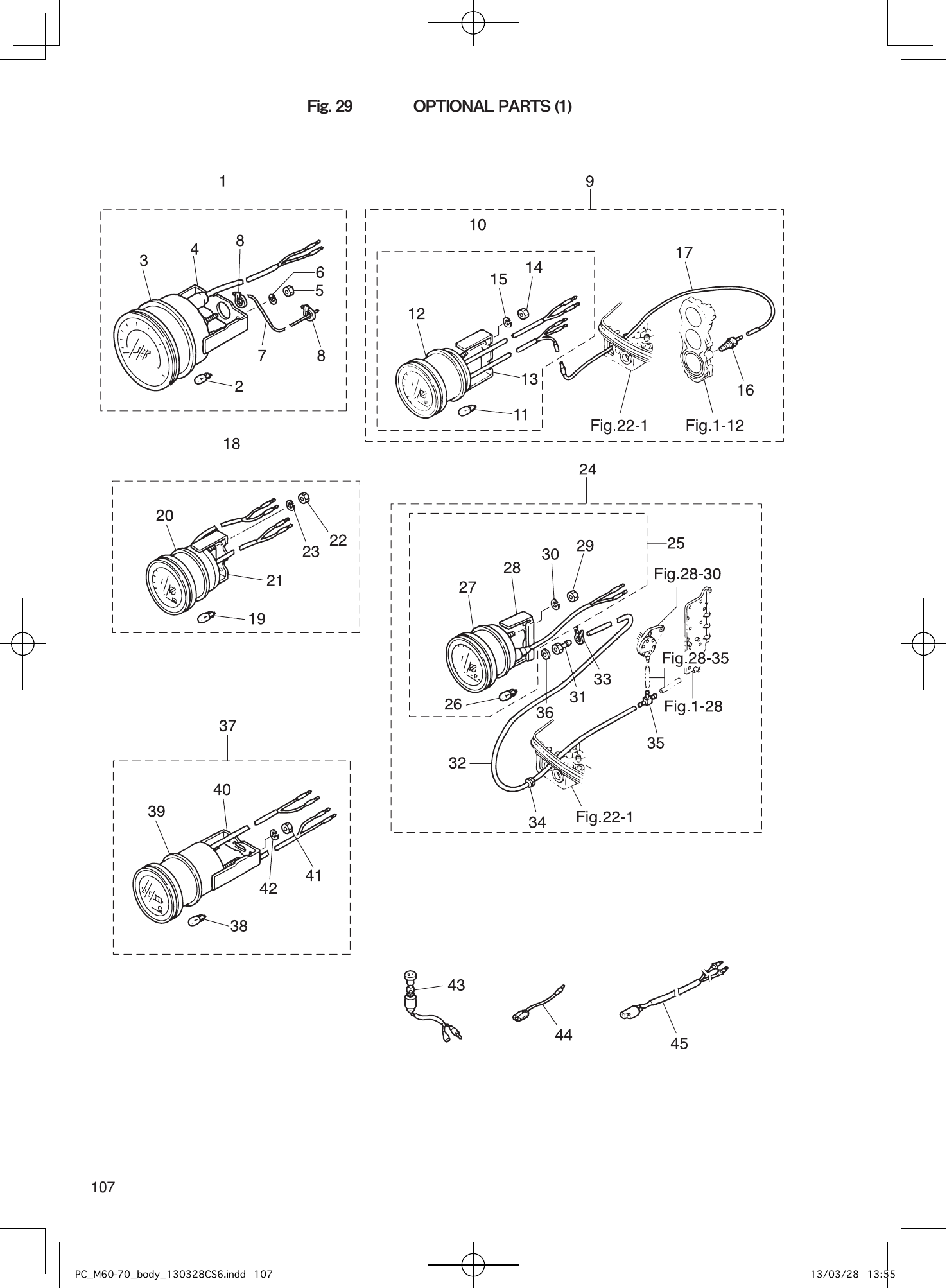 Tohatsu M60C, M70C OPTIONAL PARTS (1) parts diagram