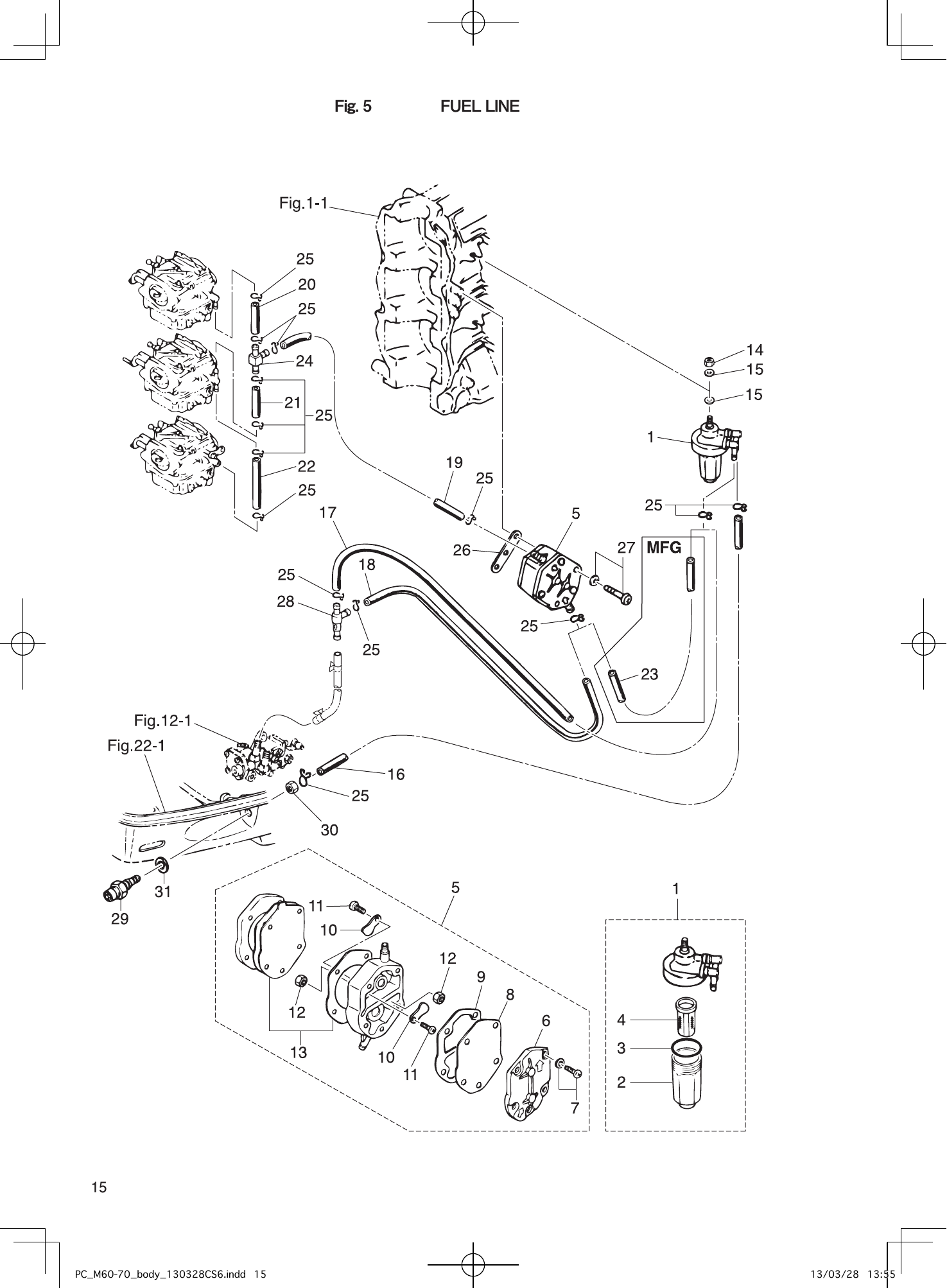 Tohatsu M60C, M70C FUEL LINE parts diagram