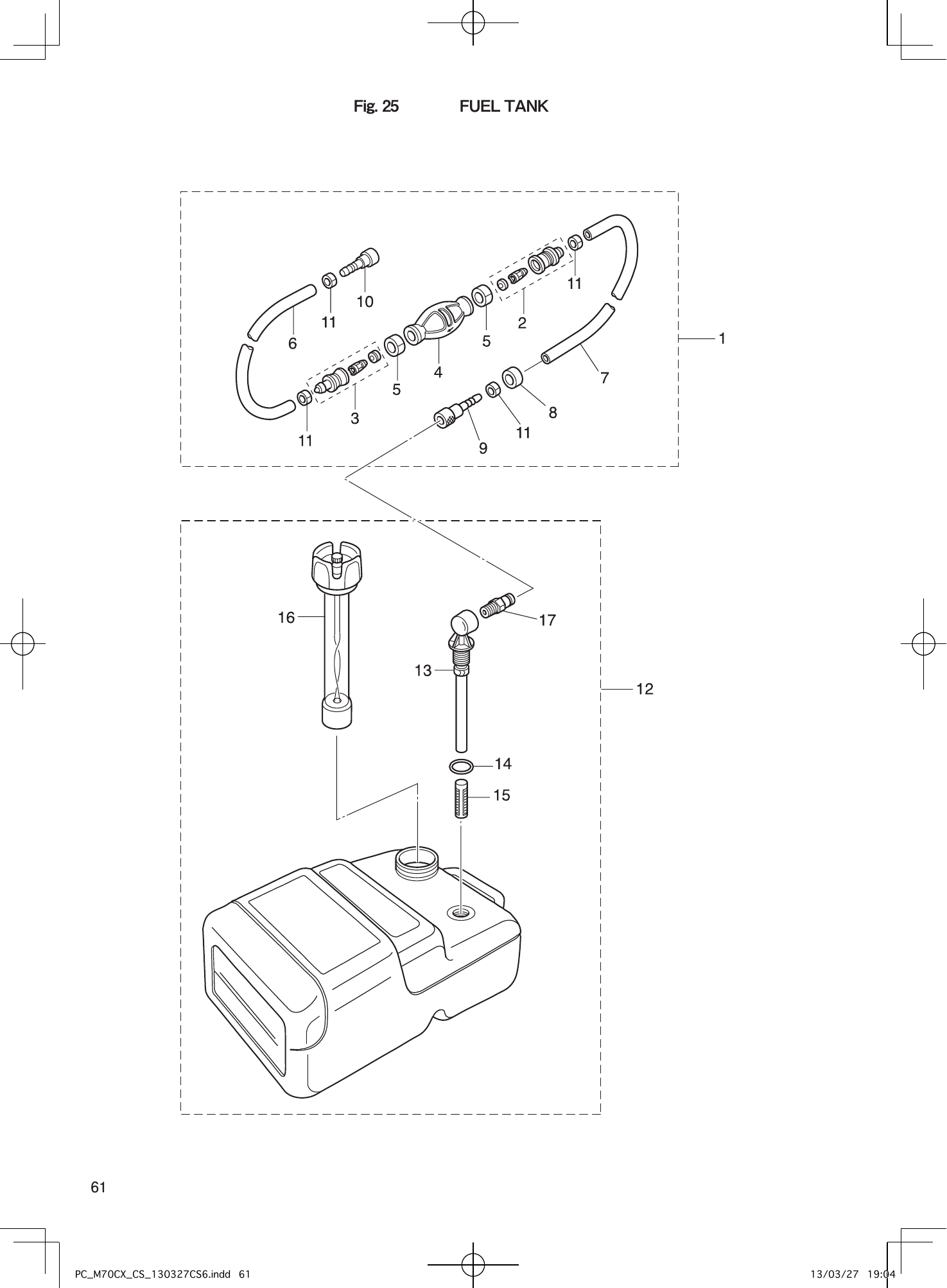 Tohatsu M70CX FUEL TANK parts diagram