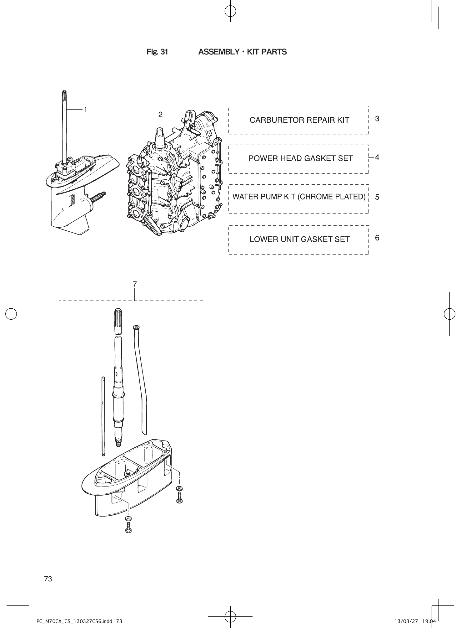 Tohatsu M70CX ASSEMBLY・KIT PARTS parts diagram