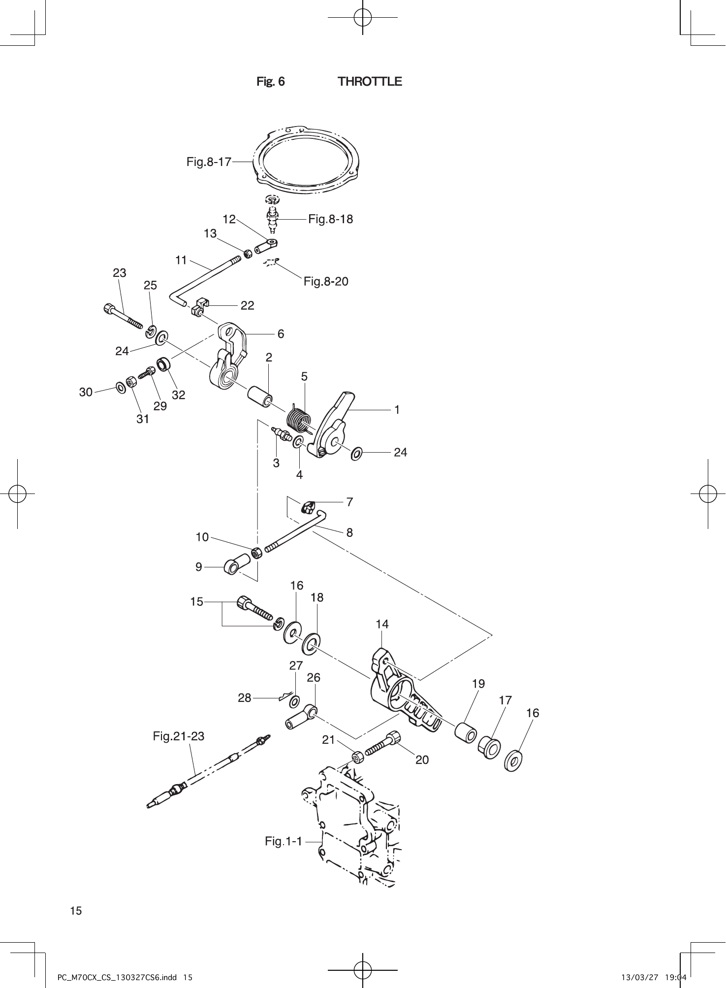 Tohatsu M70CX THROTTLE parts diagram