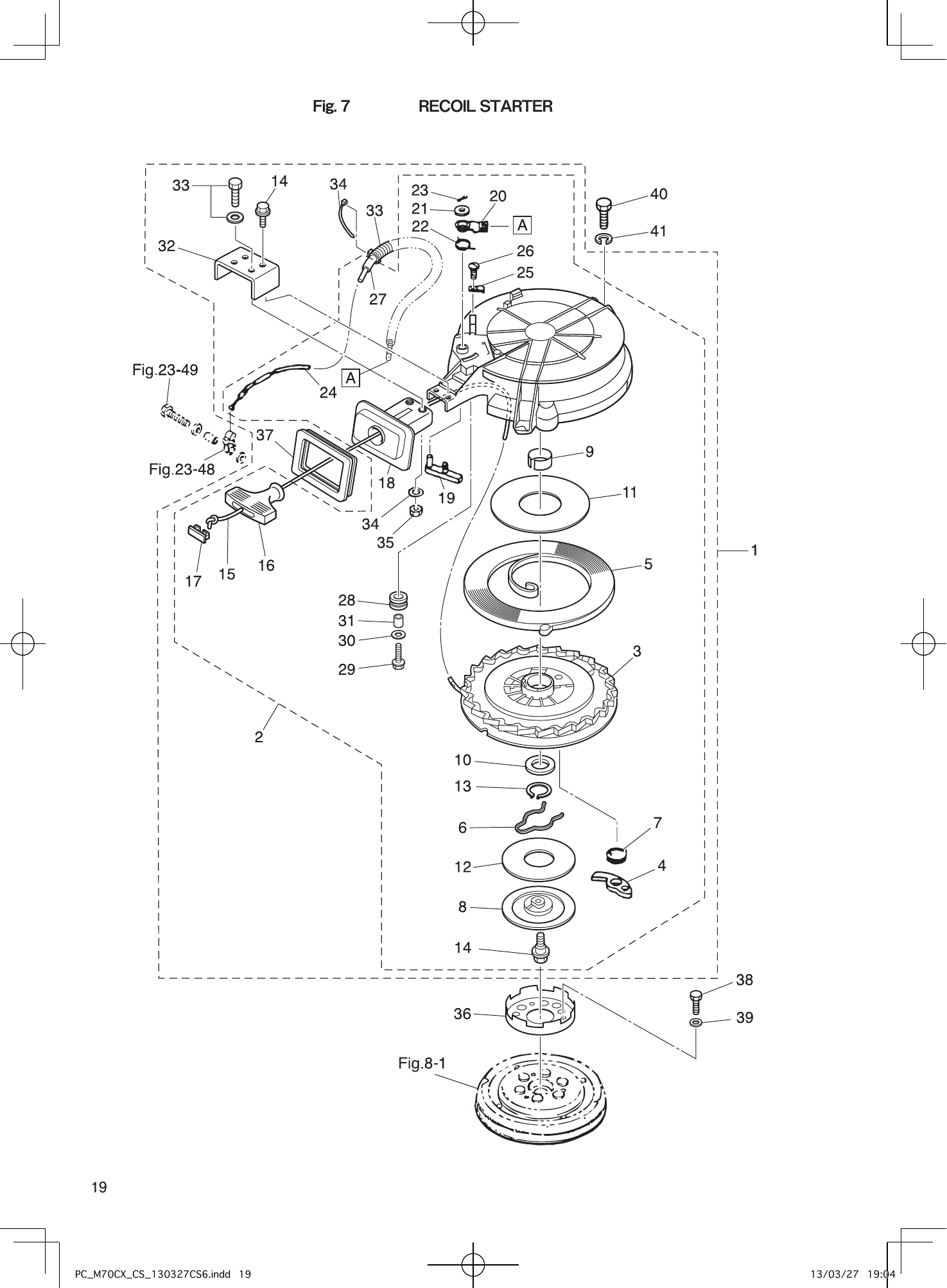 Tohatsu M70CX RECOIL STARTER parts diagram