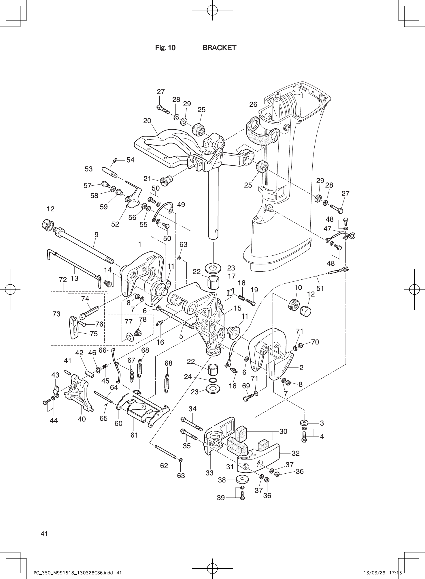 Tohatsu MX18E2, M9.9D2, M15D2, M18E2 BRACKET parts diagram