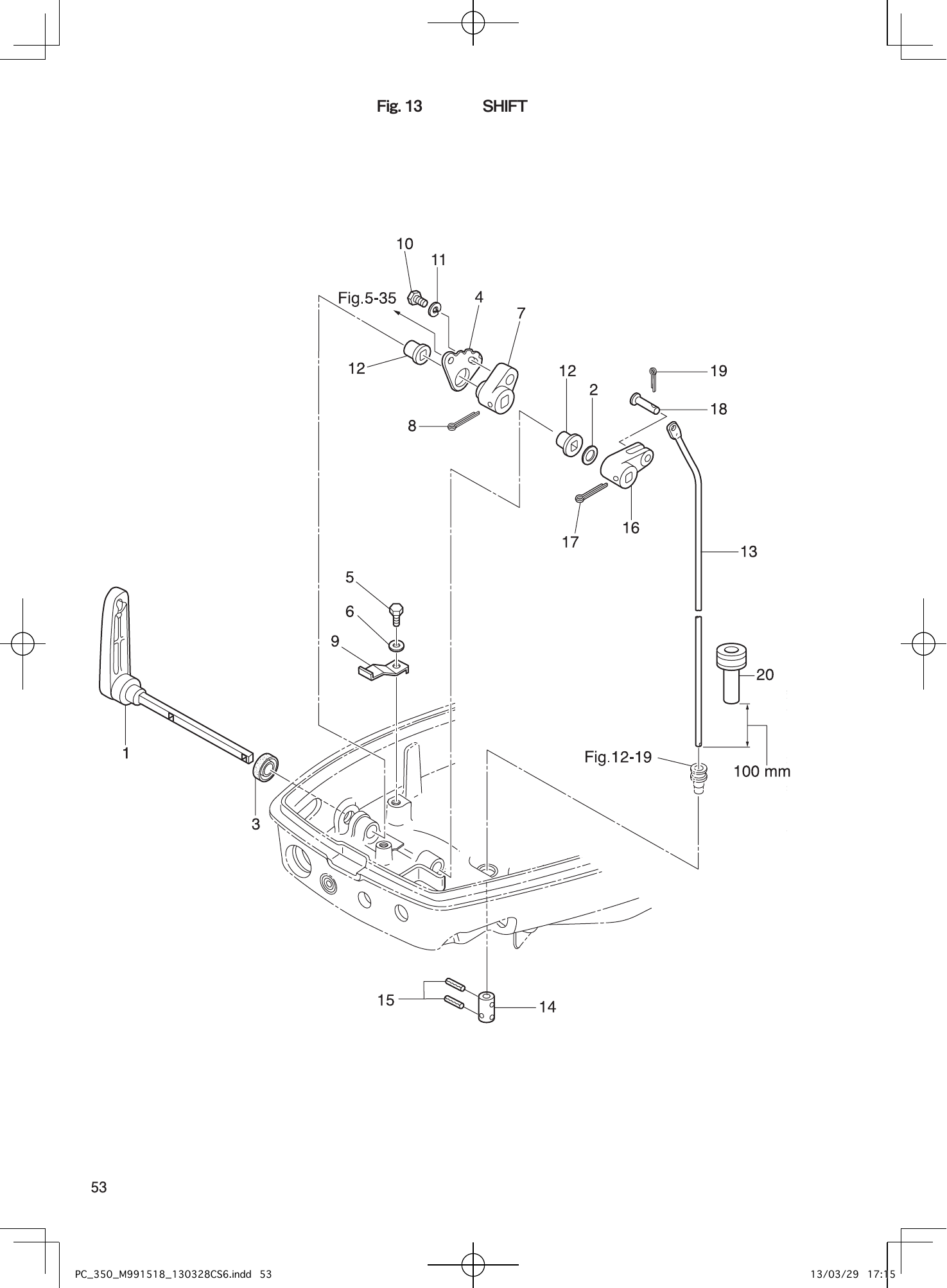 Tohatsu MX18E2, M9.9D2, M15D2, M18E2 SHIFT parts diagram