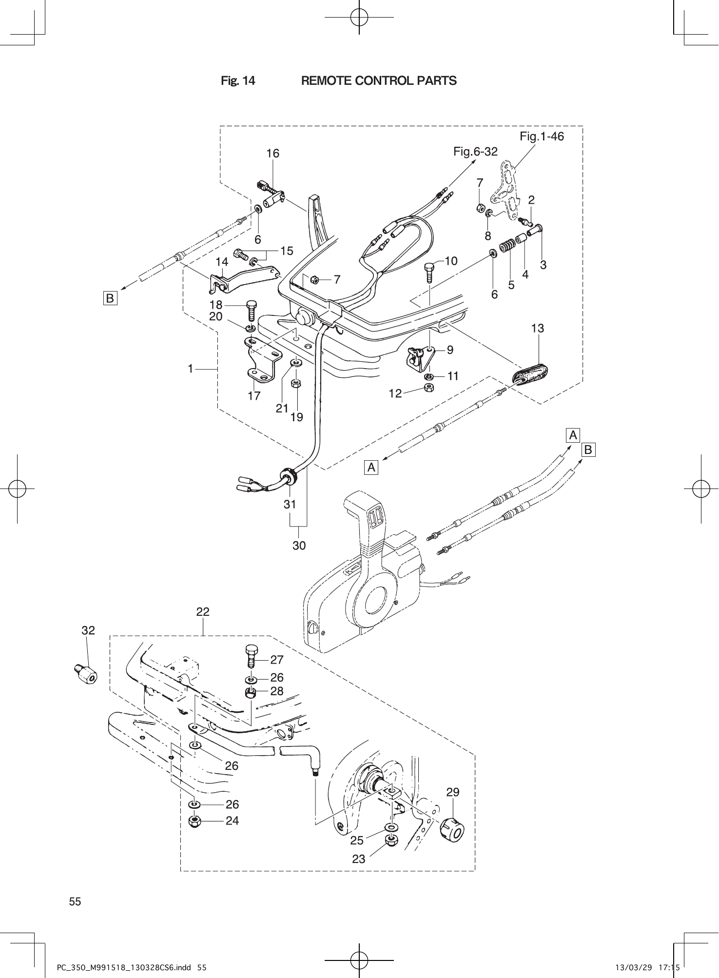 Tohatsu MX18E2, M9.9D2, M15D2, M18E2 REMOTE CONTROL PARTS parts diagram