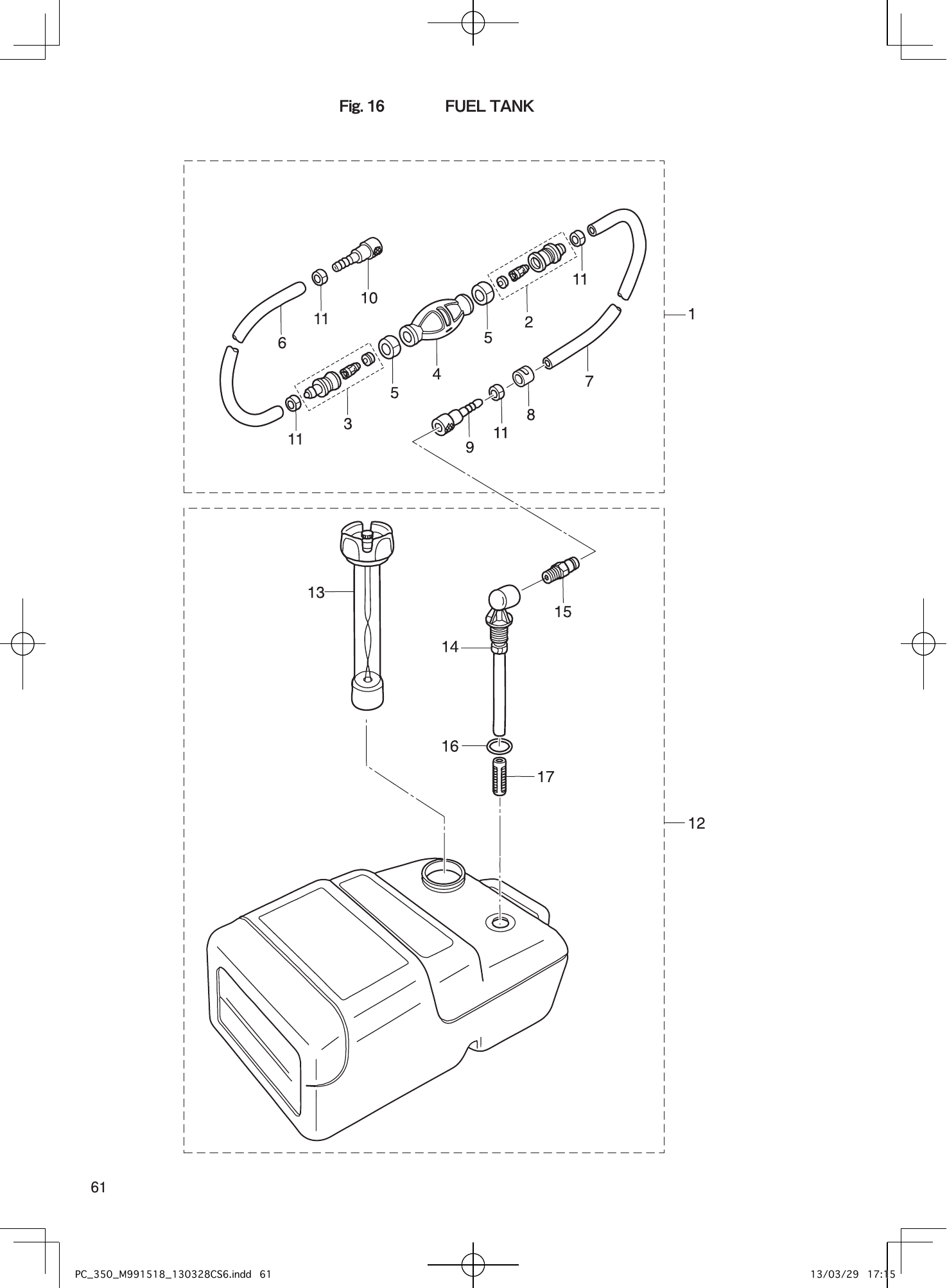 Tohatsu MX18E2, M9.9D2, M15D2, M18E2 FUEL TANK parts diagram