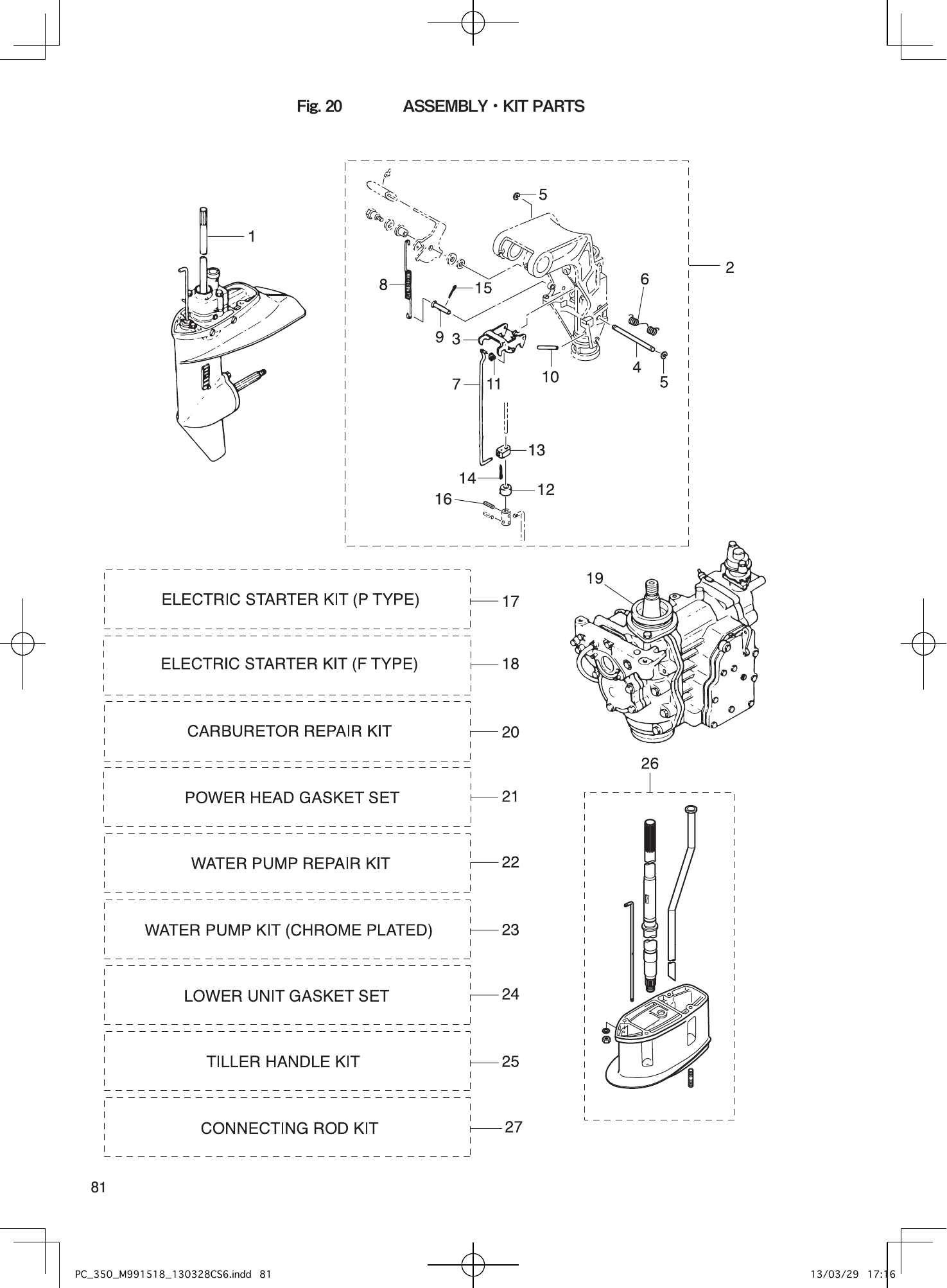 Tohatsu MX18E2, M9.9D2, M15D2, M18E2 ASSEMBLY・KIT PARTS parts diagram