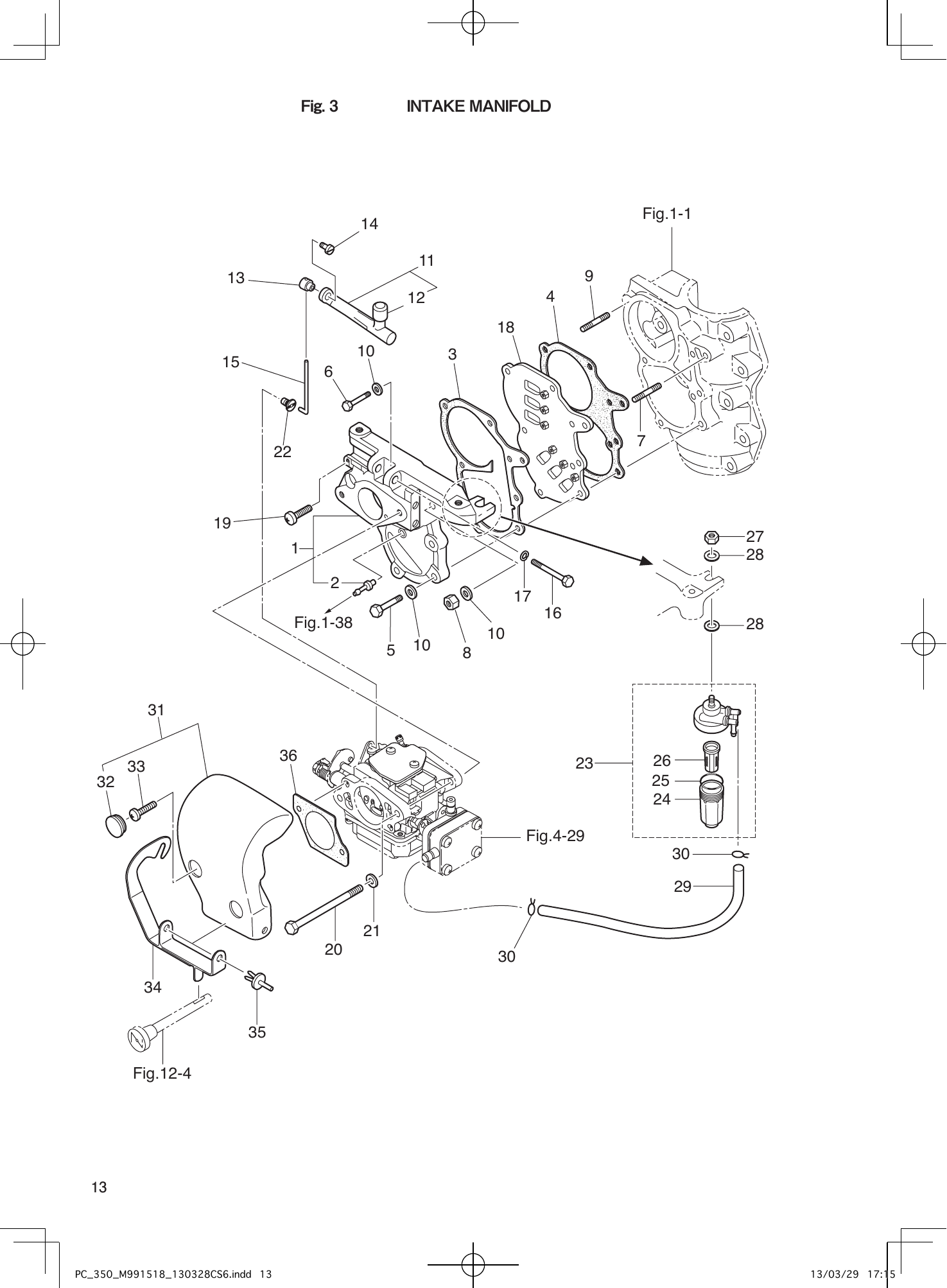 Tohatsu MX18E2, M9.9D2, M15D2, M18E2 INTAKE MANIFOLD parts diagram