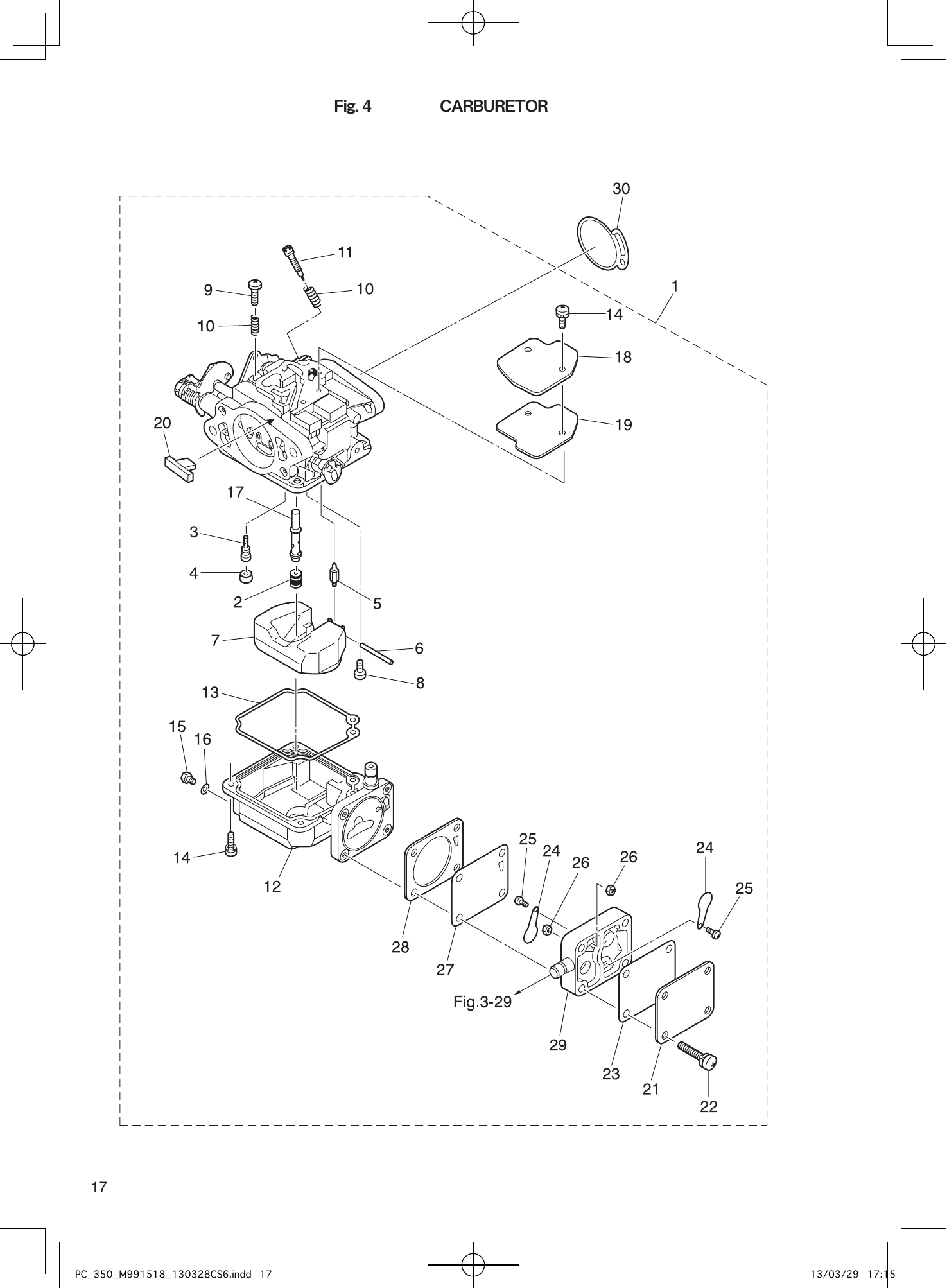 Tohatsu MX18E2, M9.9D2, M15D2, M18E2 CARBURETOR parts diagram
