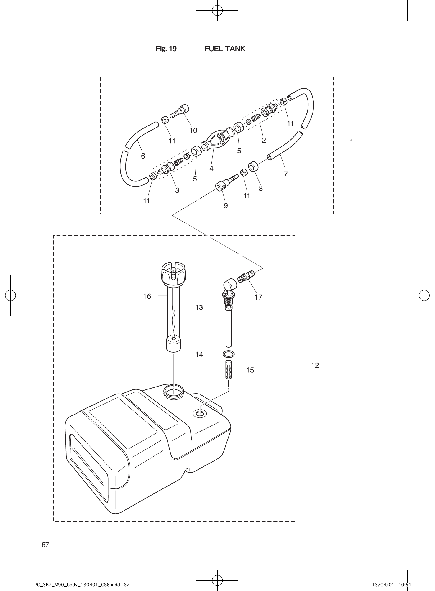 Tohatsu M90A2 FUEL TANK parts diagram