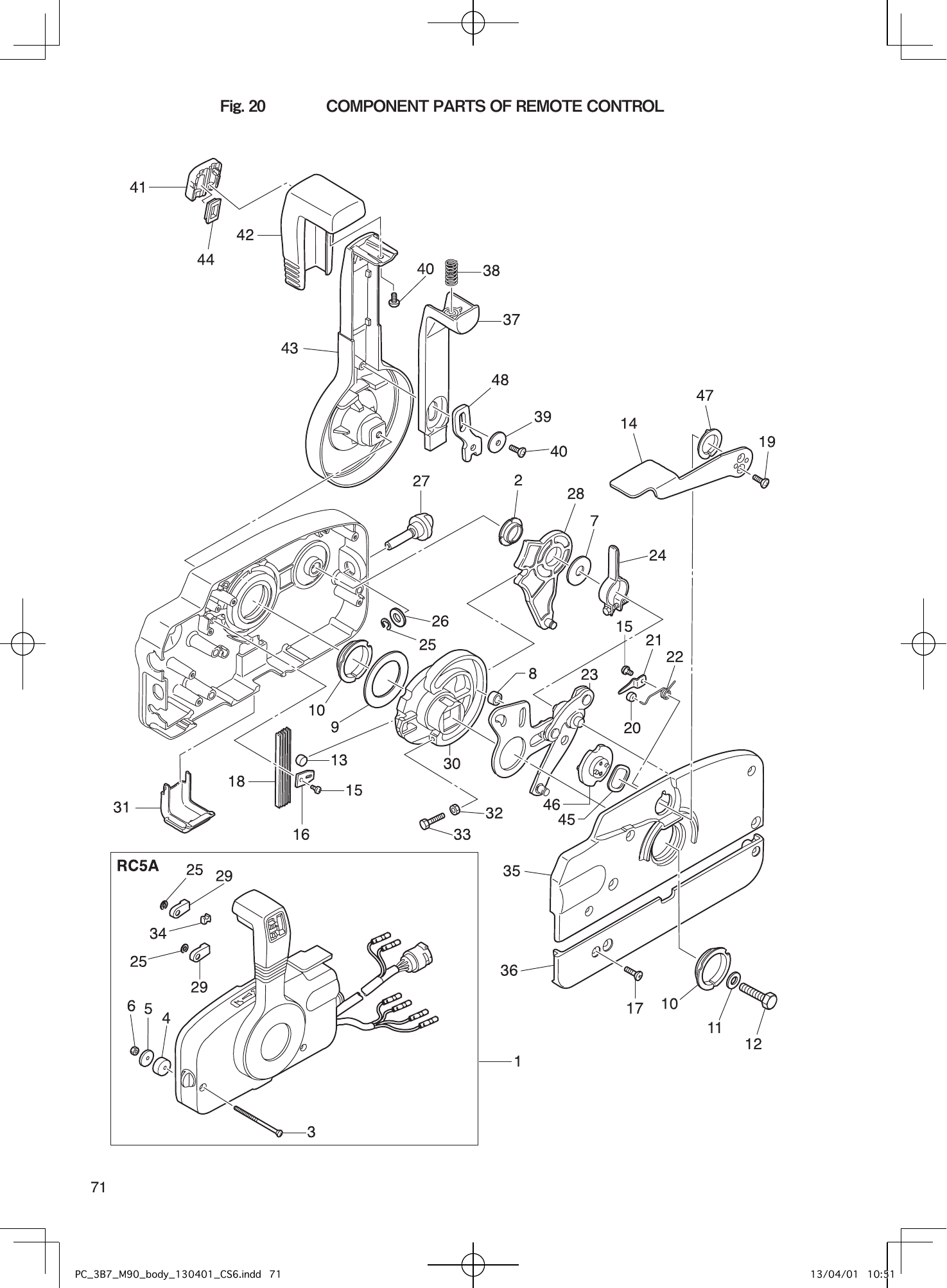 Tohatsu M90A2 COMPONENT PARTS OF REMOTE CONTROL parts diagram