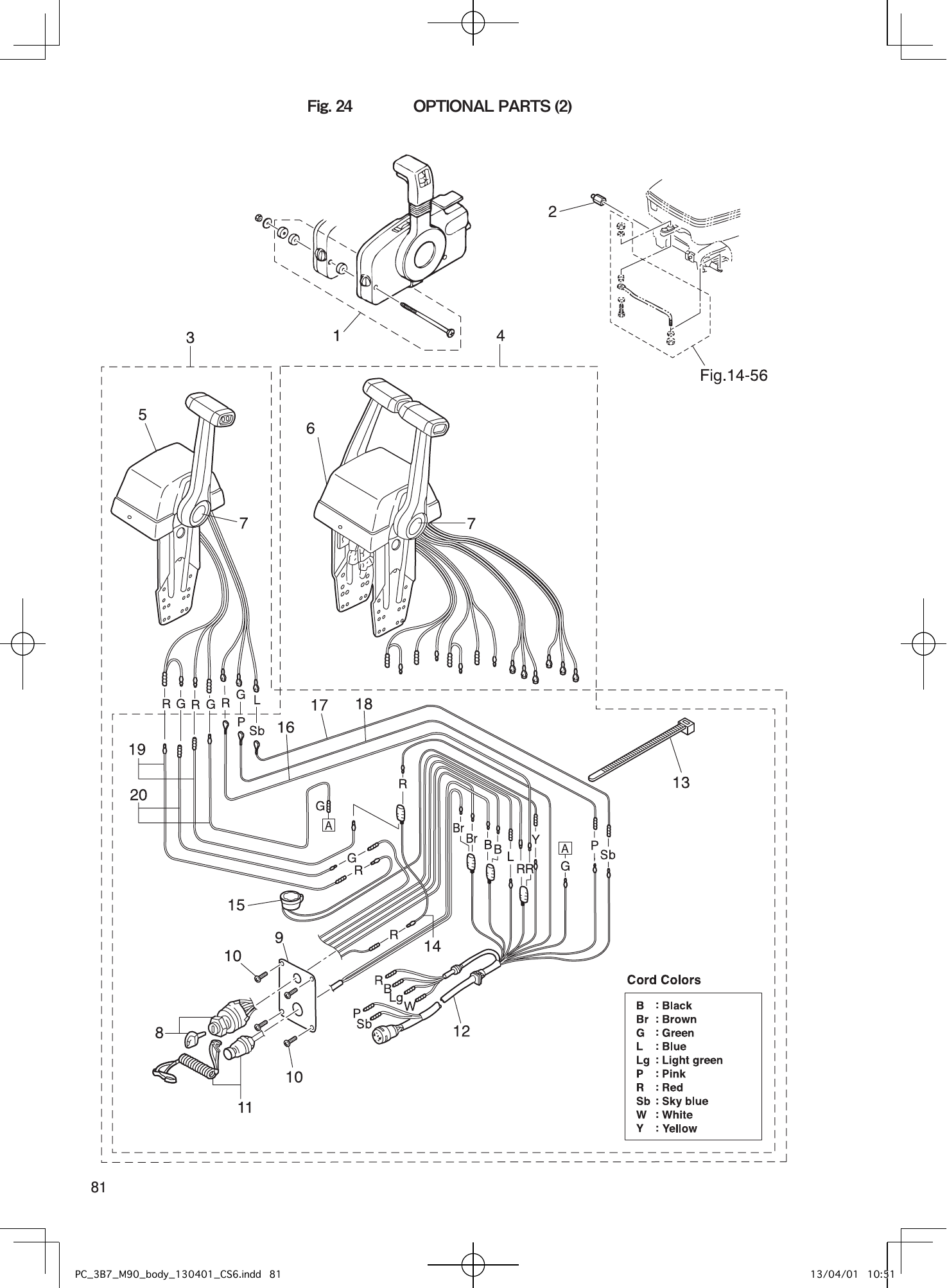 Tohatsu M90A2 OPTIONAL PARTS (2) parts diagram