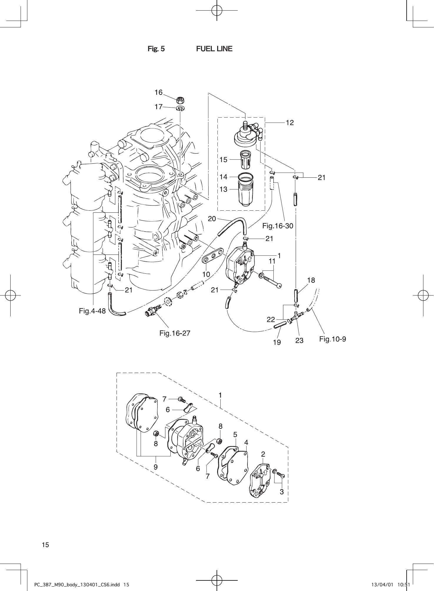 Tohatsu M90A2 FUEL LINE parts diagram