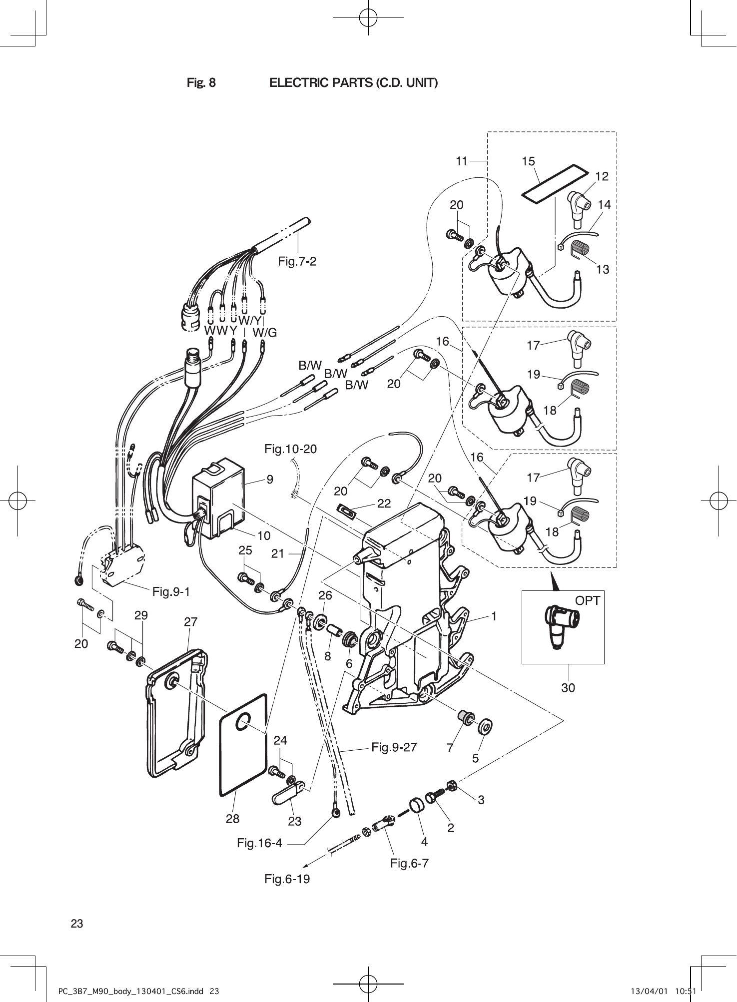 Tohatsu M90A2 ELECTRIC PARTS (C.D. UNIT) parts diagram