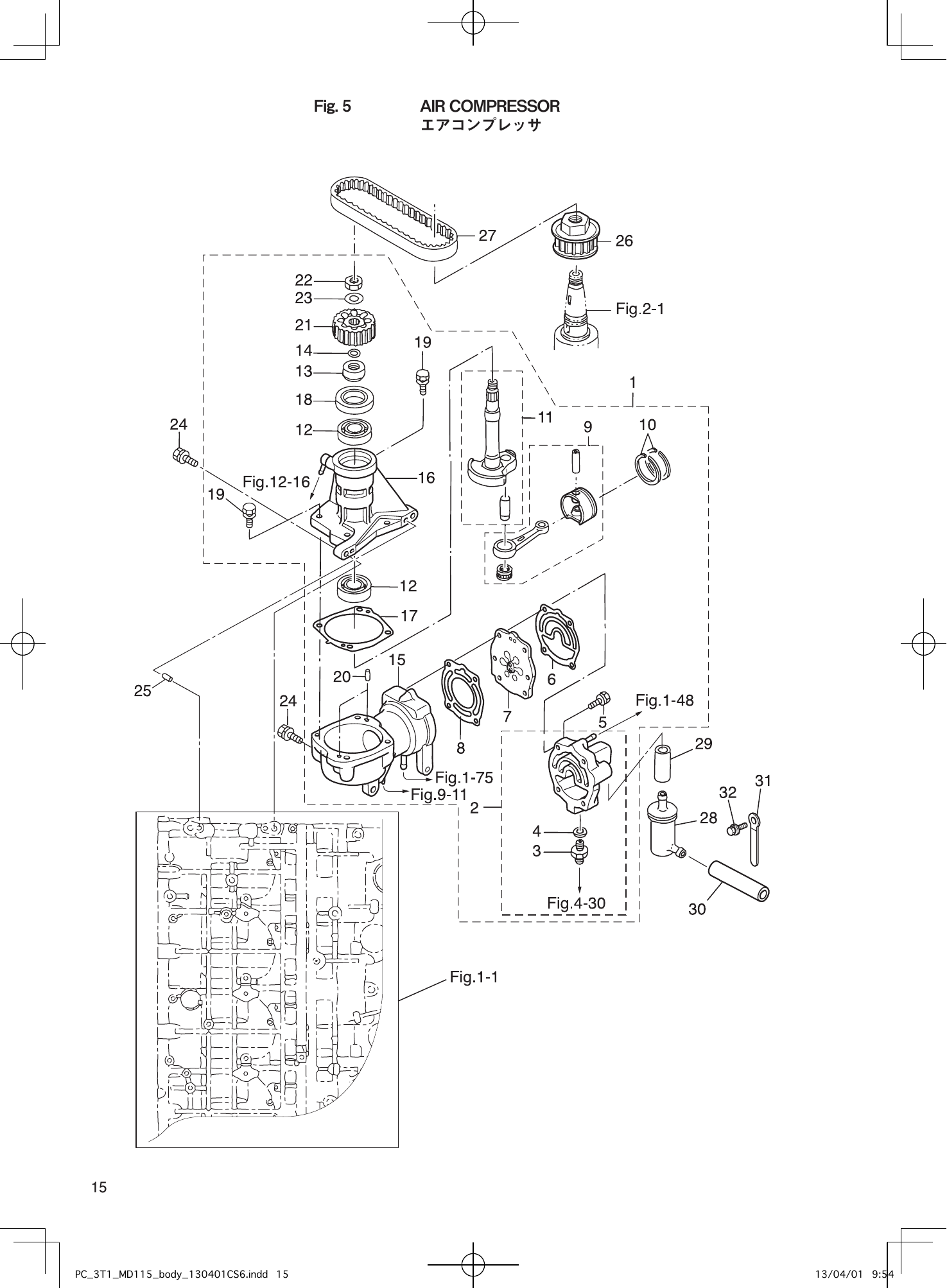 Tohatsu MD115A2 AIR COMPRESSOR parts diagram
