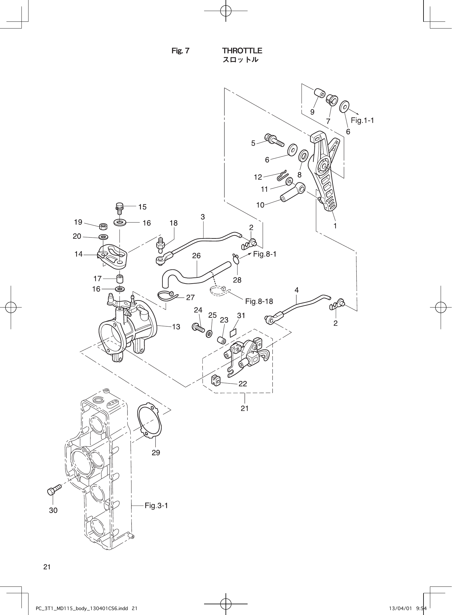 Tohatsu MD115A2 THROTTLE parts diagram