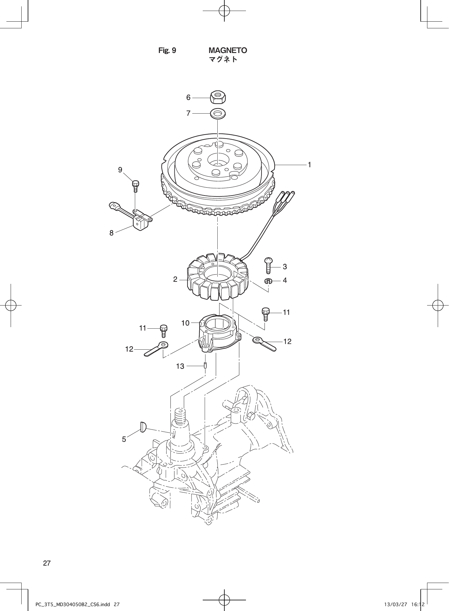 Tohatsu MD30B2, MD40B2, MD50B2 MAGNETO parts diagram