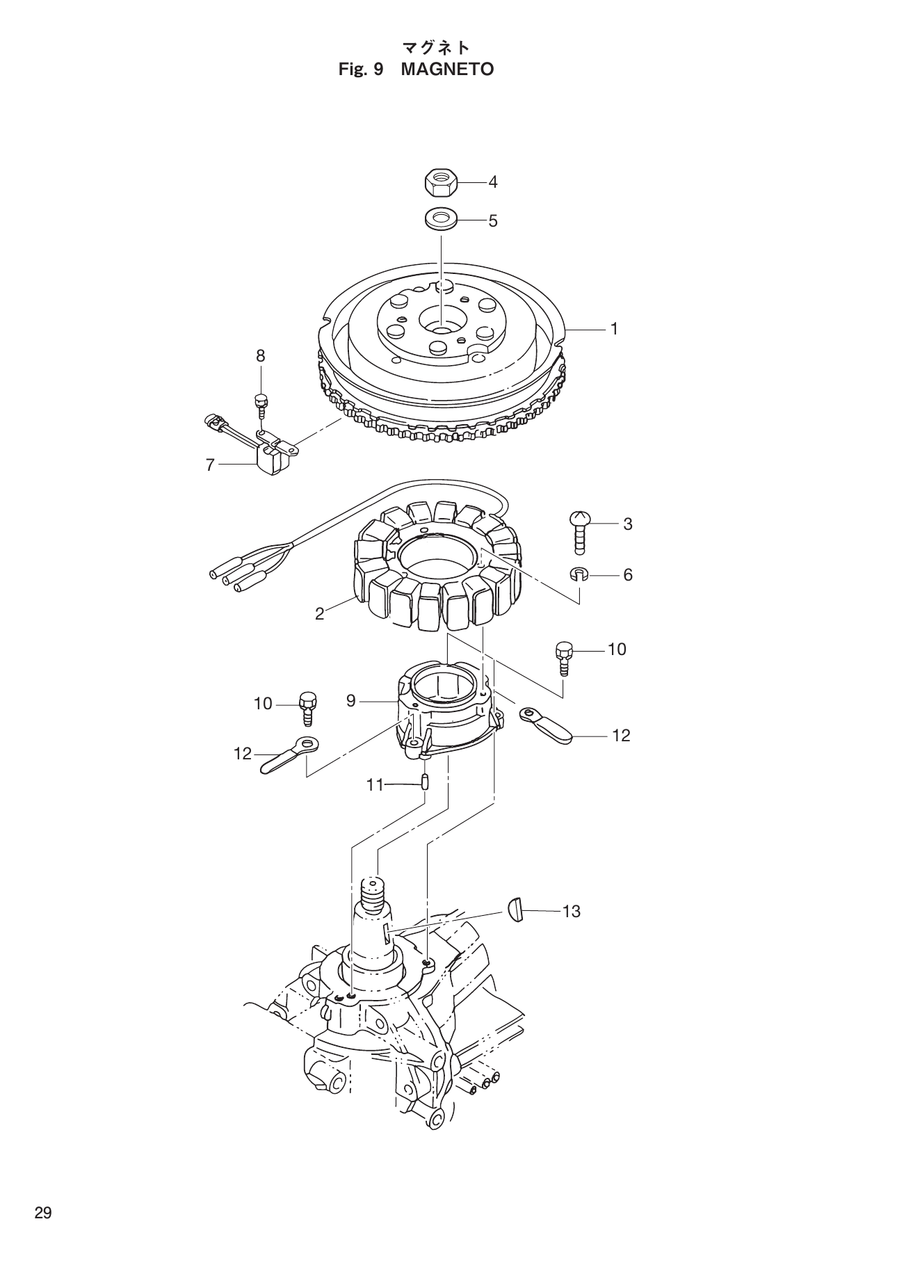 Tohatsu MD70B, MD90B MAGETO parts diagram