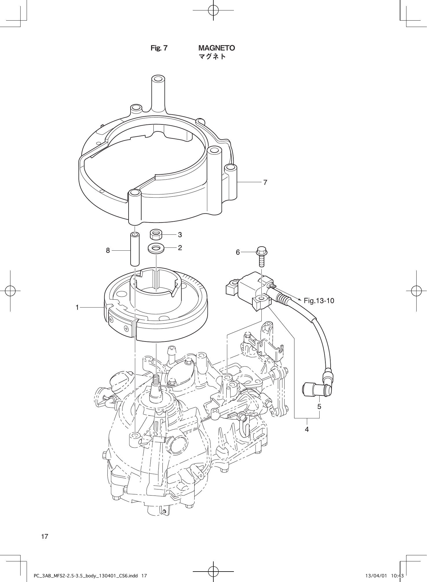 Tohatsu MFS2B, MFS2.5B, MFS3.5B MAGNETO parts diagram