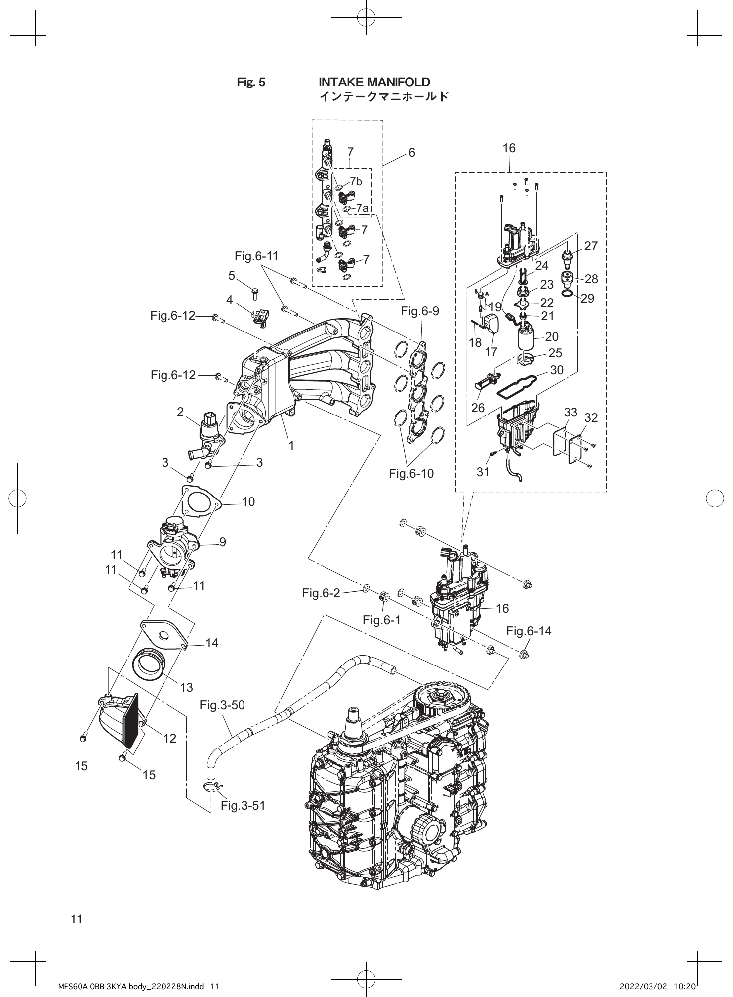 Tohatsu MFS60A INTAKE MANIFOLD parts diagram