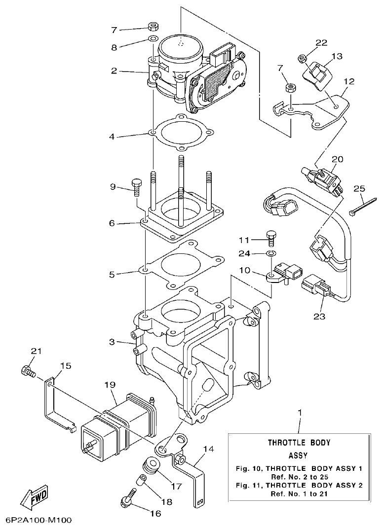 Yamaha F250HET, FL250HET THROTTLE BODY ASSY 1 parts diagram