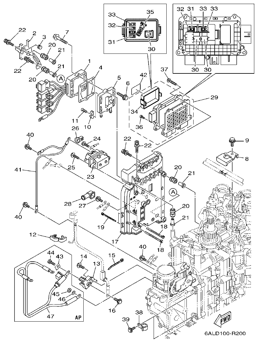 Yamaha F250HET, FL250HET ELECTRICAL 3 parts diagram