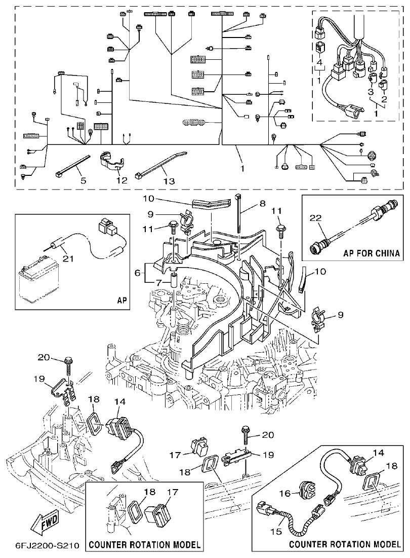 Yamaha F250HET, FL250HET ELECTRICAL 4 parts diagram