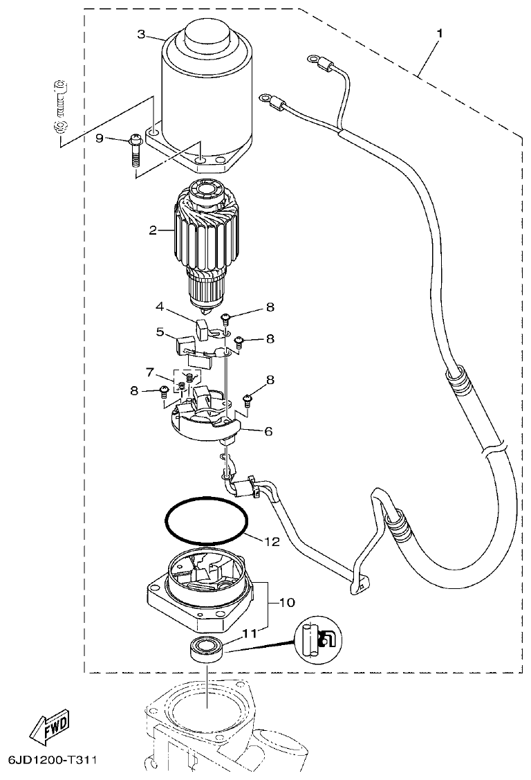 Yamaha F250HET, FL250HET POWER TRIM & TILT ASSY 2 parts diagram