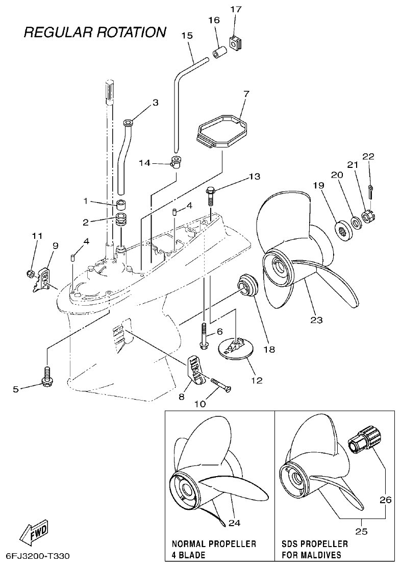Yamaha F250HET, FL250HET LOWER CASING & DRIVE 2 parts diagram