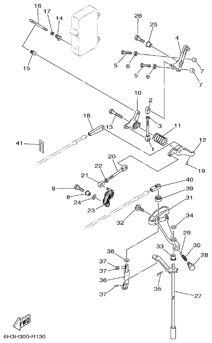 Yamaha 60FET, 60FETO, 70BETO CONTROL parts diagram