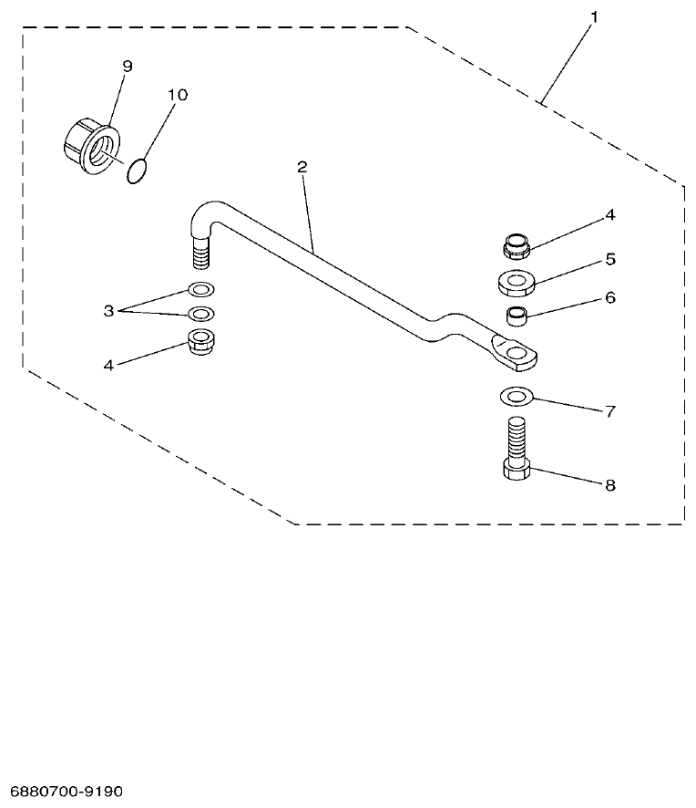 Yamaha 60FET, 60FETO, 70BETO STEERING GUIDE parts diagram