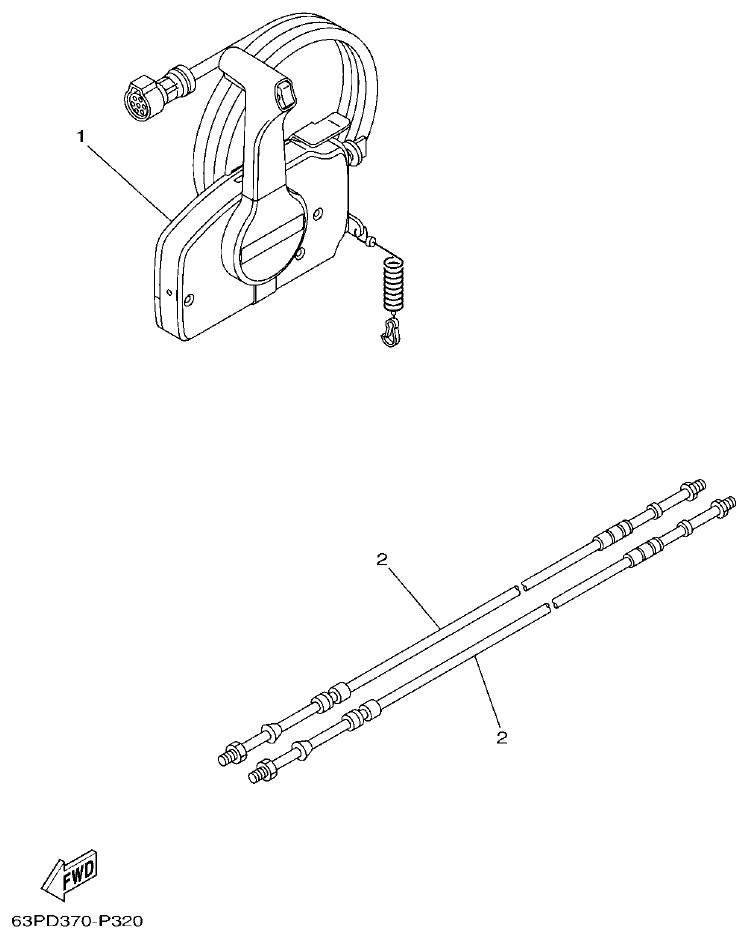 Yamaha 60FET, 60FETO, 70BETO REMOTE CONTROL BOX parts diagram