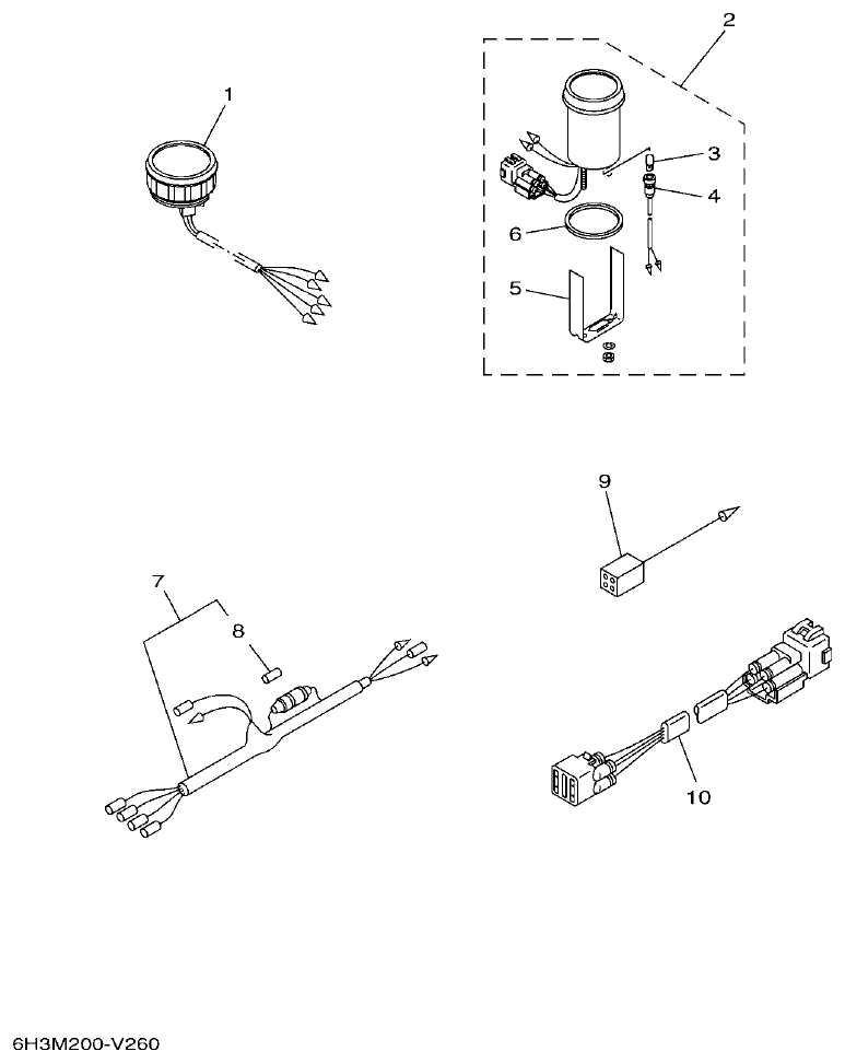 Yamaha 60FET, 60FETO, 70BETO METER 1 parts diagram