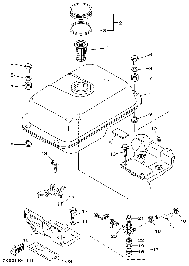 Yamaha 7WY2 FUEL TANK parts diagram