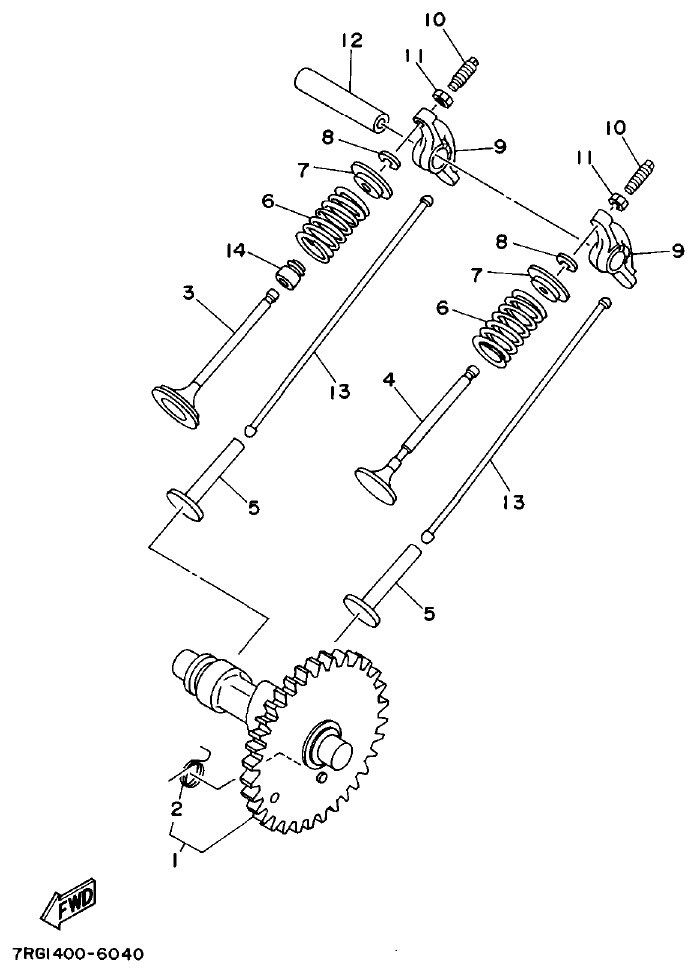 Yamaha 7WY2 CAMSHAFT.VALVE parts diagram