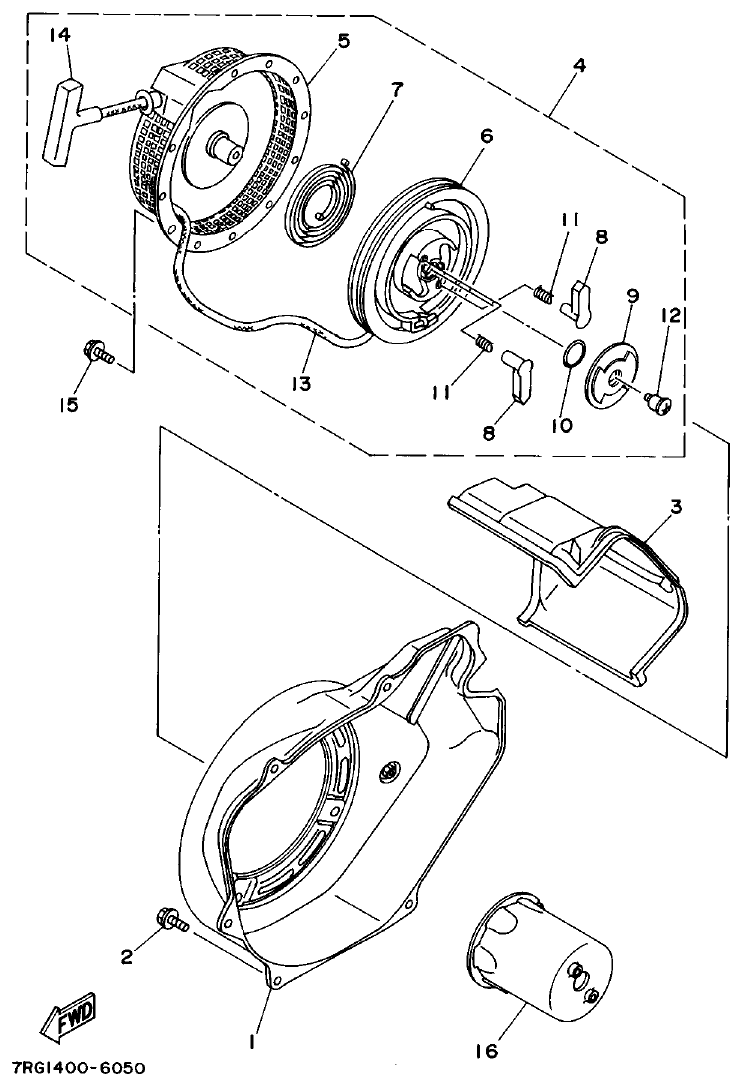 Yamaha 7WY2 AIR SHROUD. STARTER parts diagram