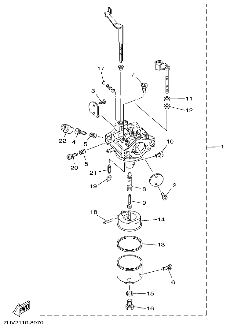 Yamaha 7WY2 CARBURETOR parts diagram